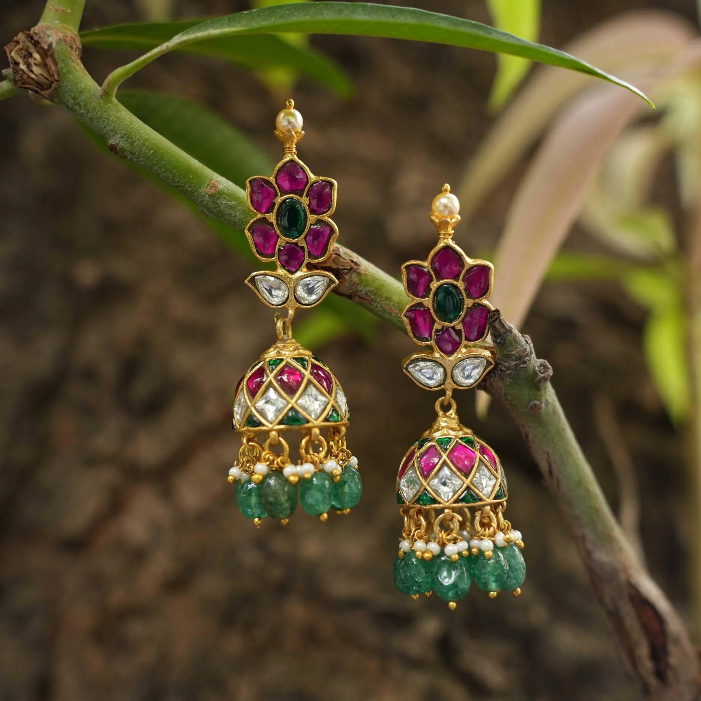 Anitha Polki Jhumka Earrings