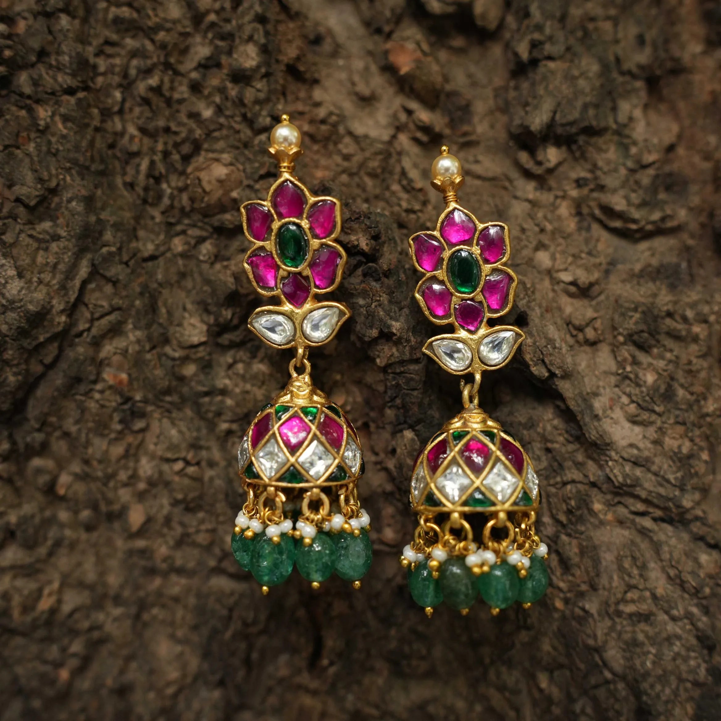 Anitha Polki Jhumka Earrings