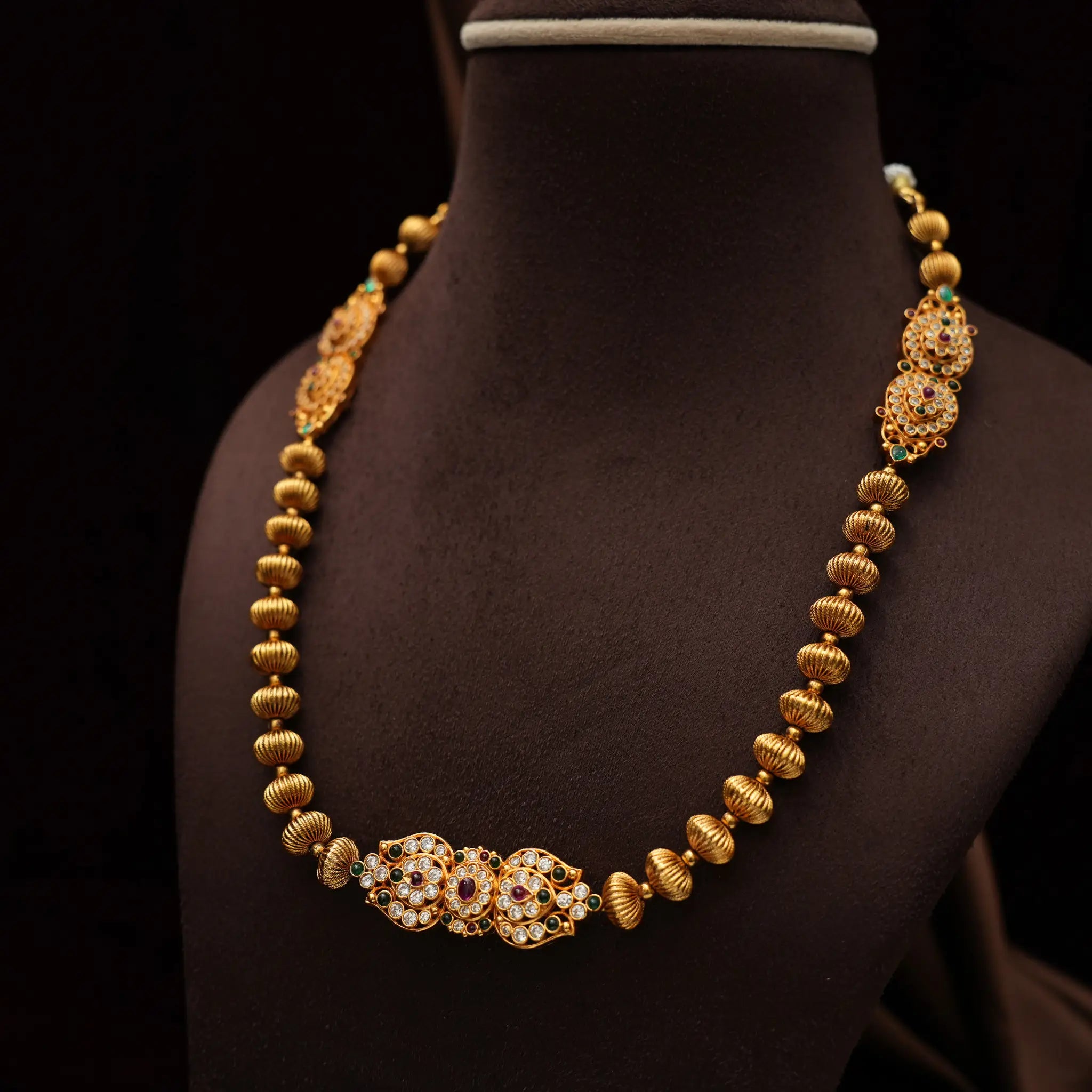 Anjali Silver Necklace - Reddish Pink