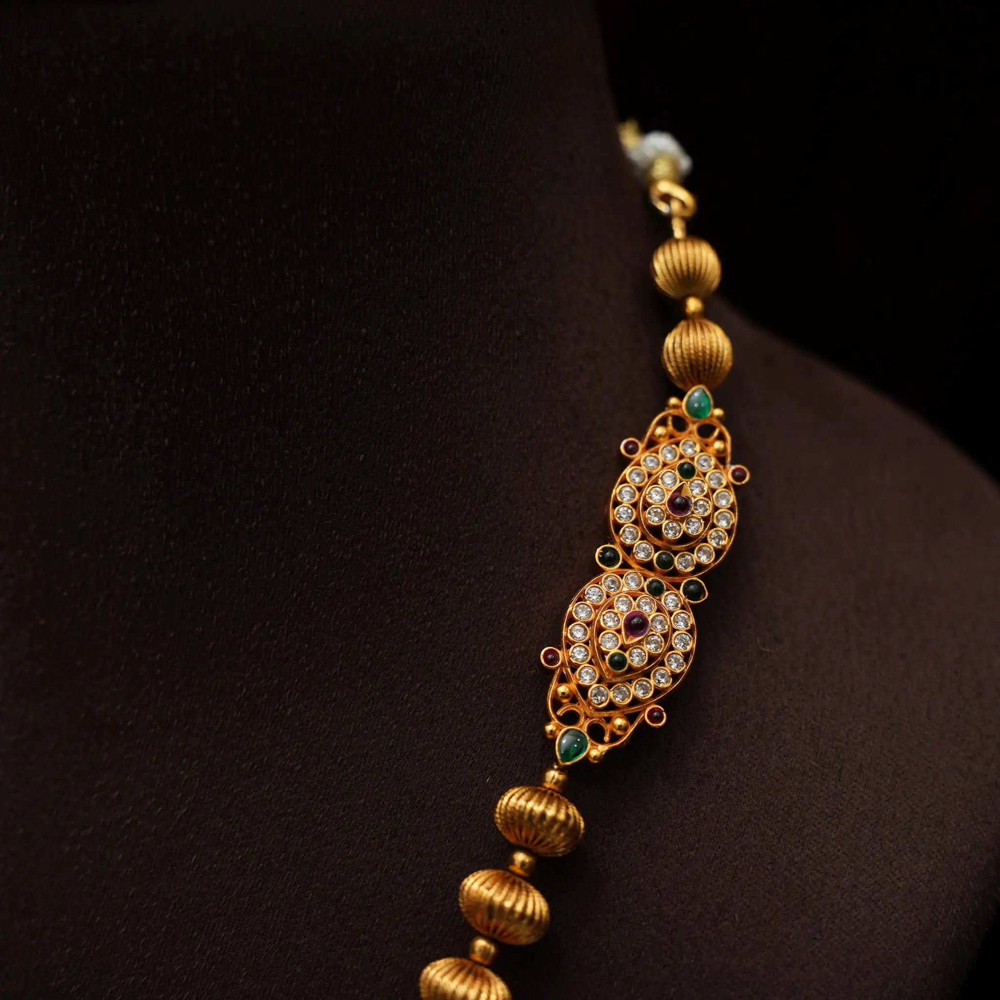 Anjali Silver Necklace - Reddish Pink