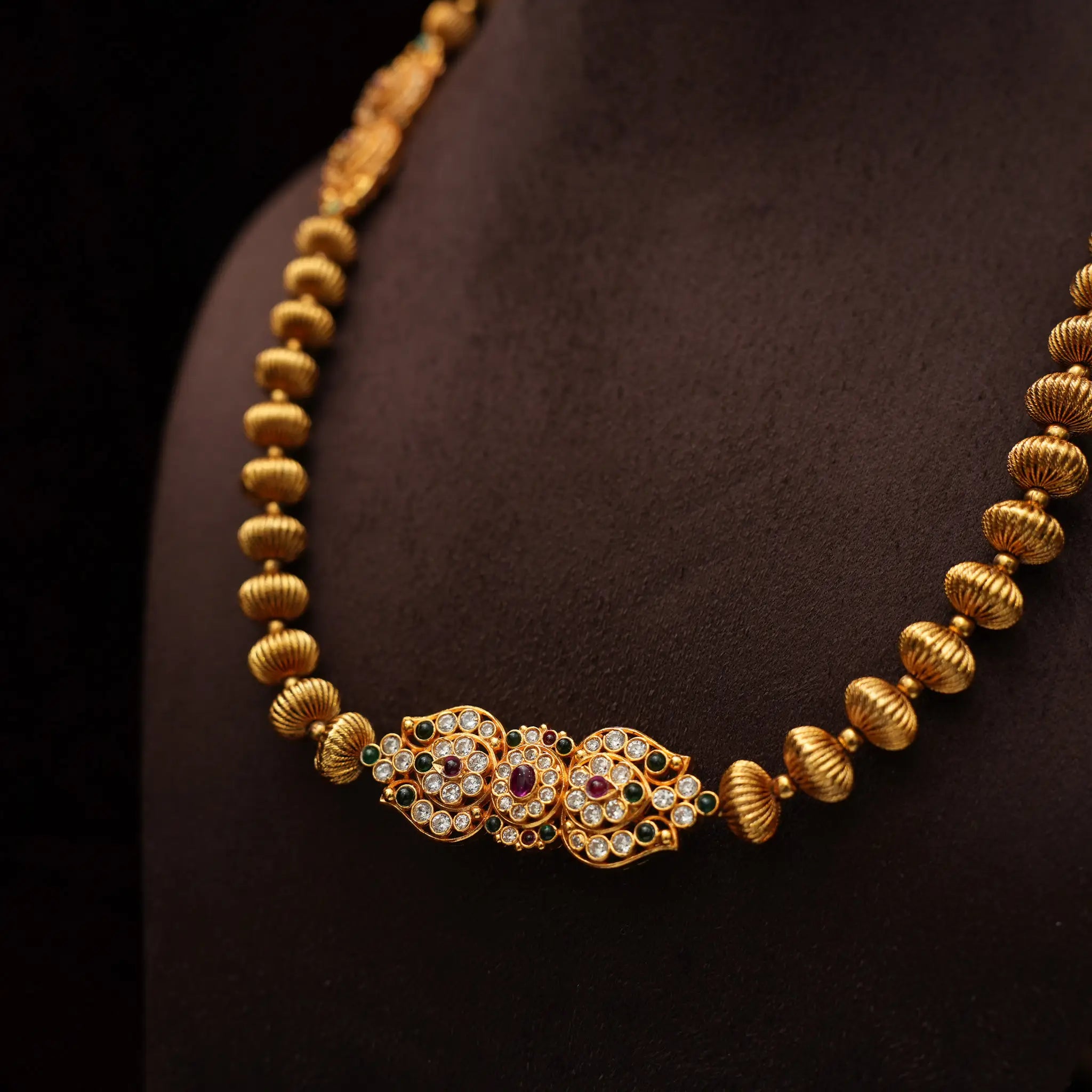 Anjali Silver Necklace - Reddish Pink