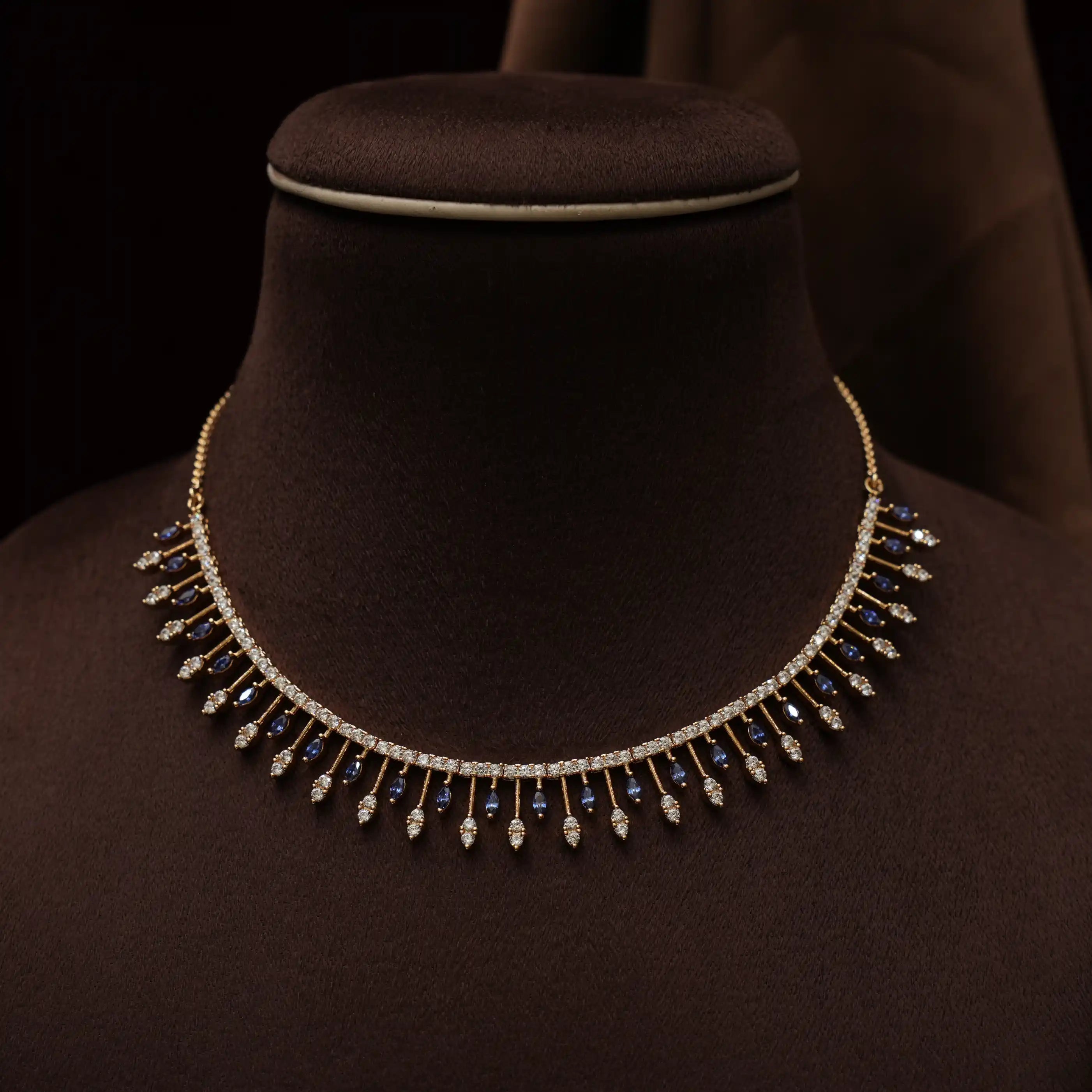 Anjushri Zircon Necklace - Blue