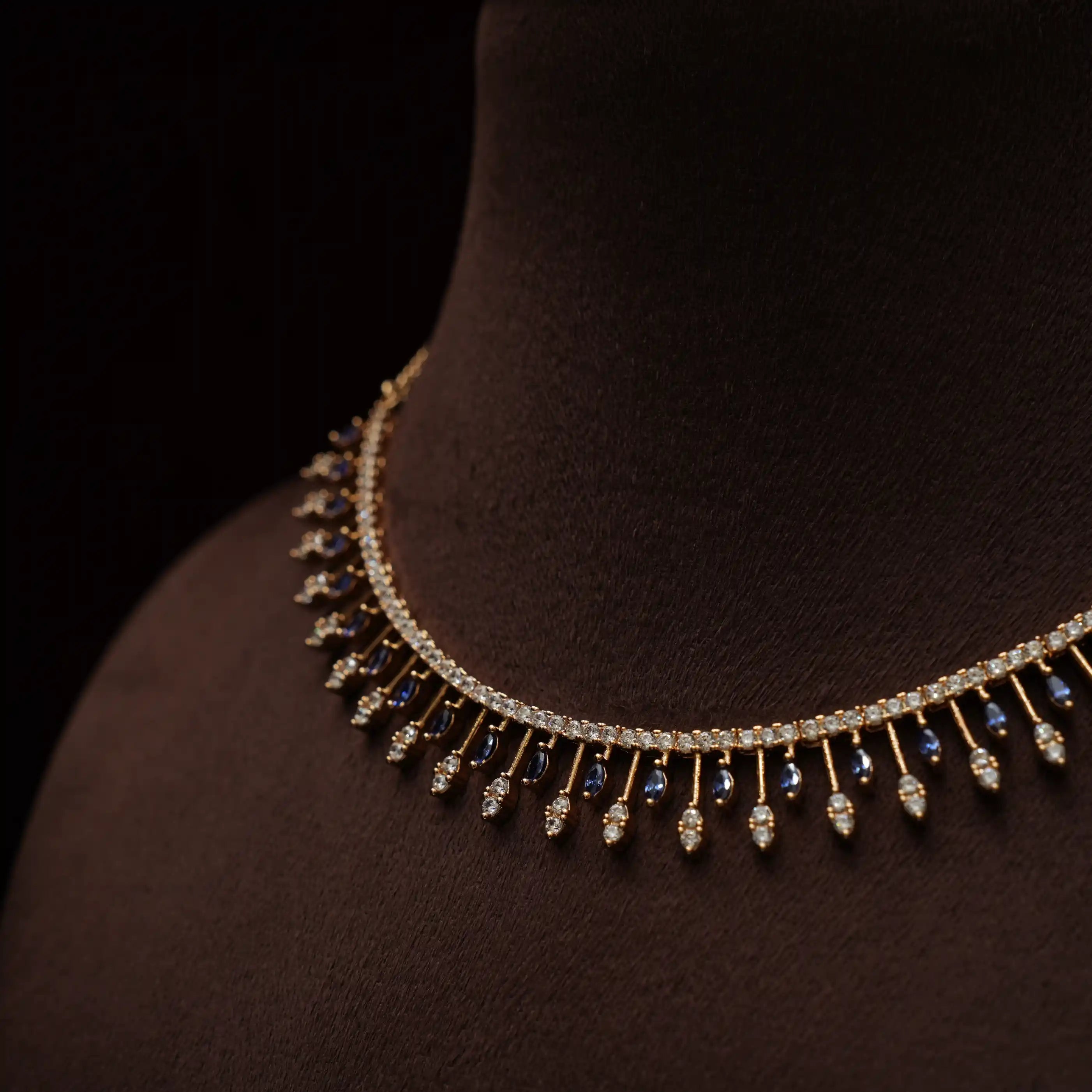 Anjushri Zircon Necklace - Blue