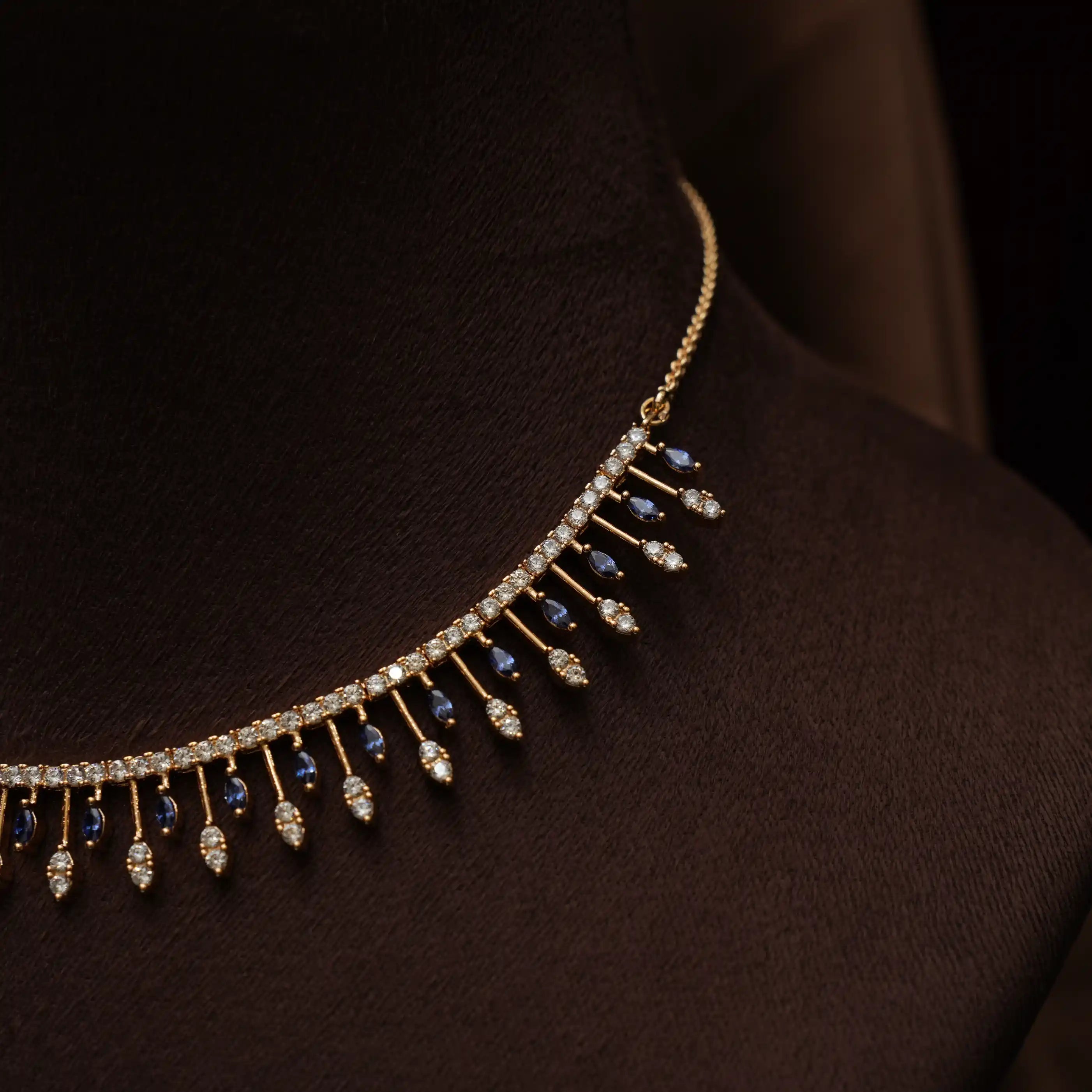 Anjushri Zircon Necklace - Blue