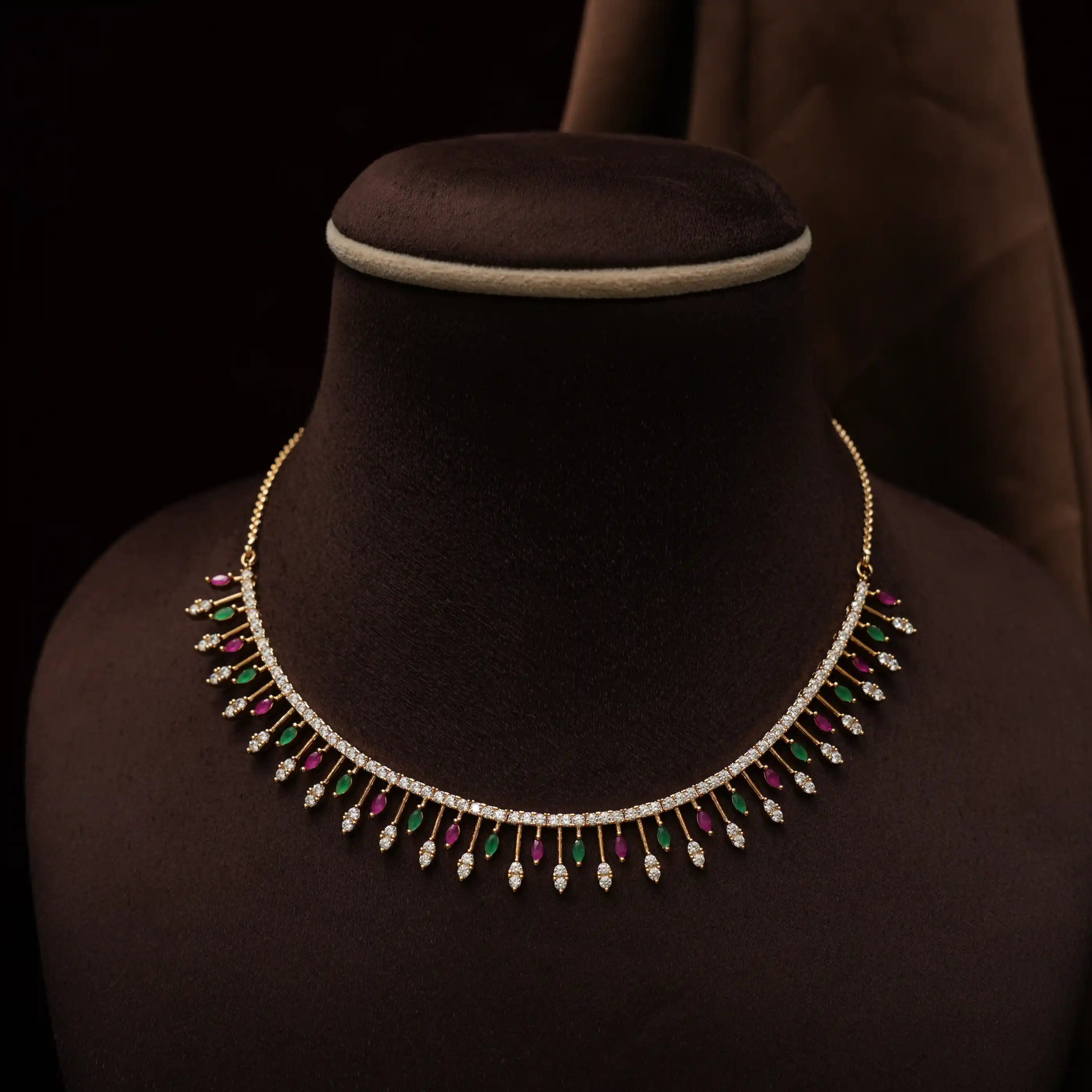 Anjushri Zircon Necklace - Red & Green