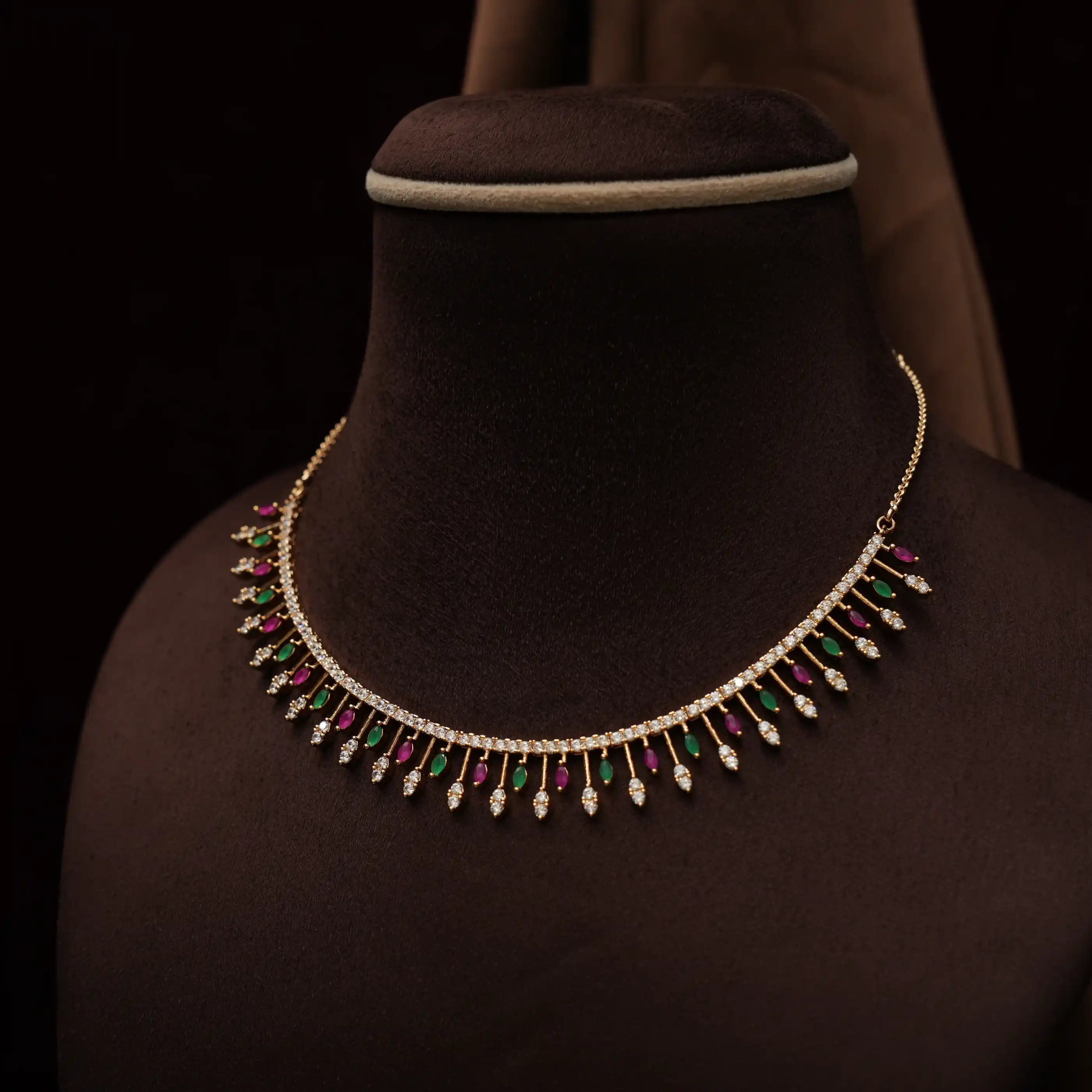 Anjushri Zircon Necklace - Red & Green