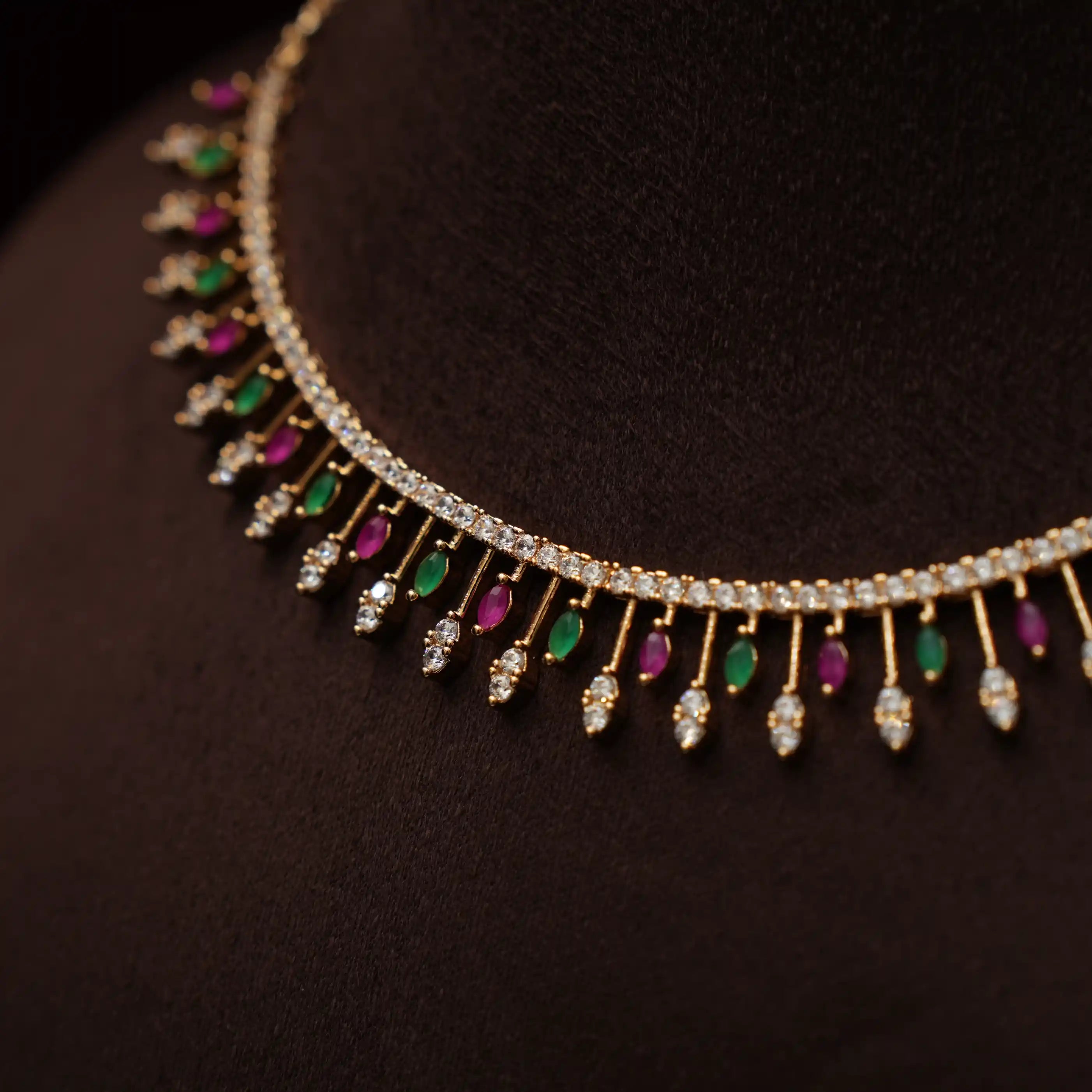 Anjushri Zircon Necklace - Red & Green
