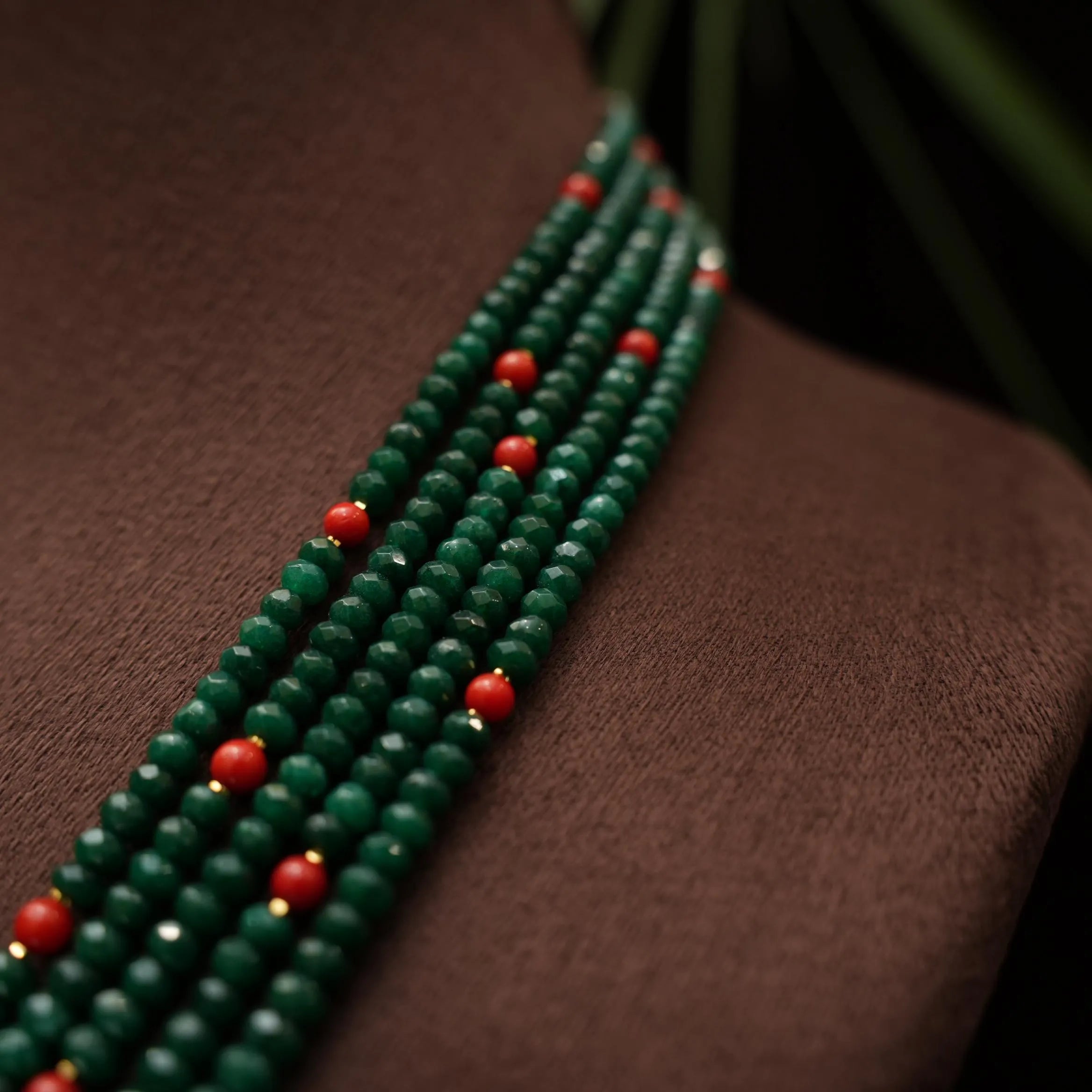 Anjvi Beaded Zircon Necklace - Green