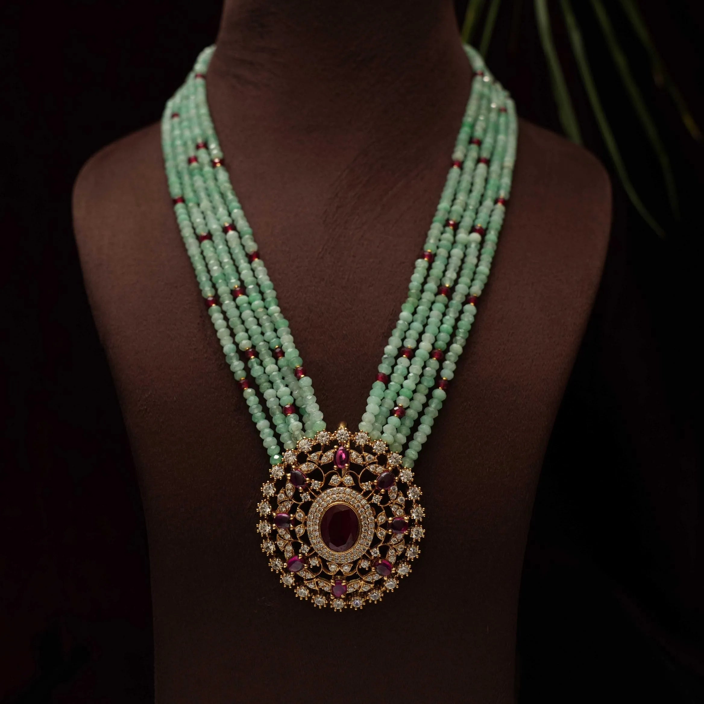 Anjvi Beaded Zircon Necklace Pastel Blue - Rimli Boutique