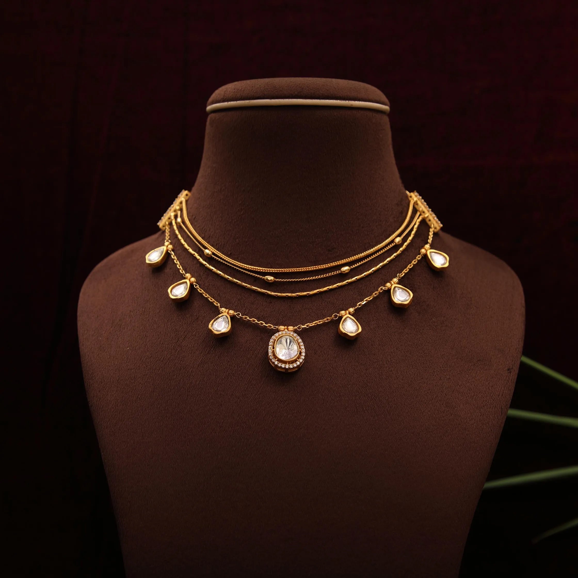 Simple polki necklace discount