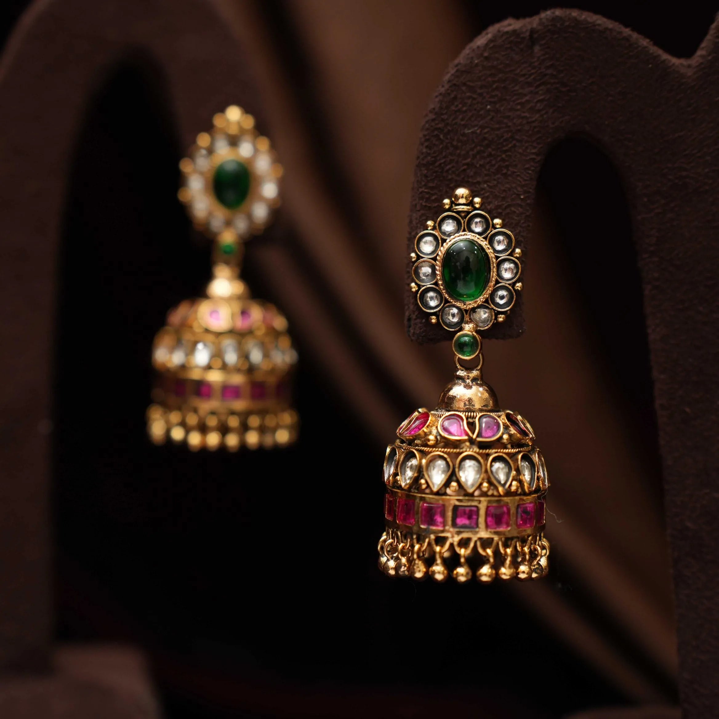 Anvidi Antique Nagas Jhumka - Red