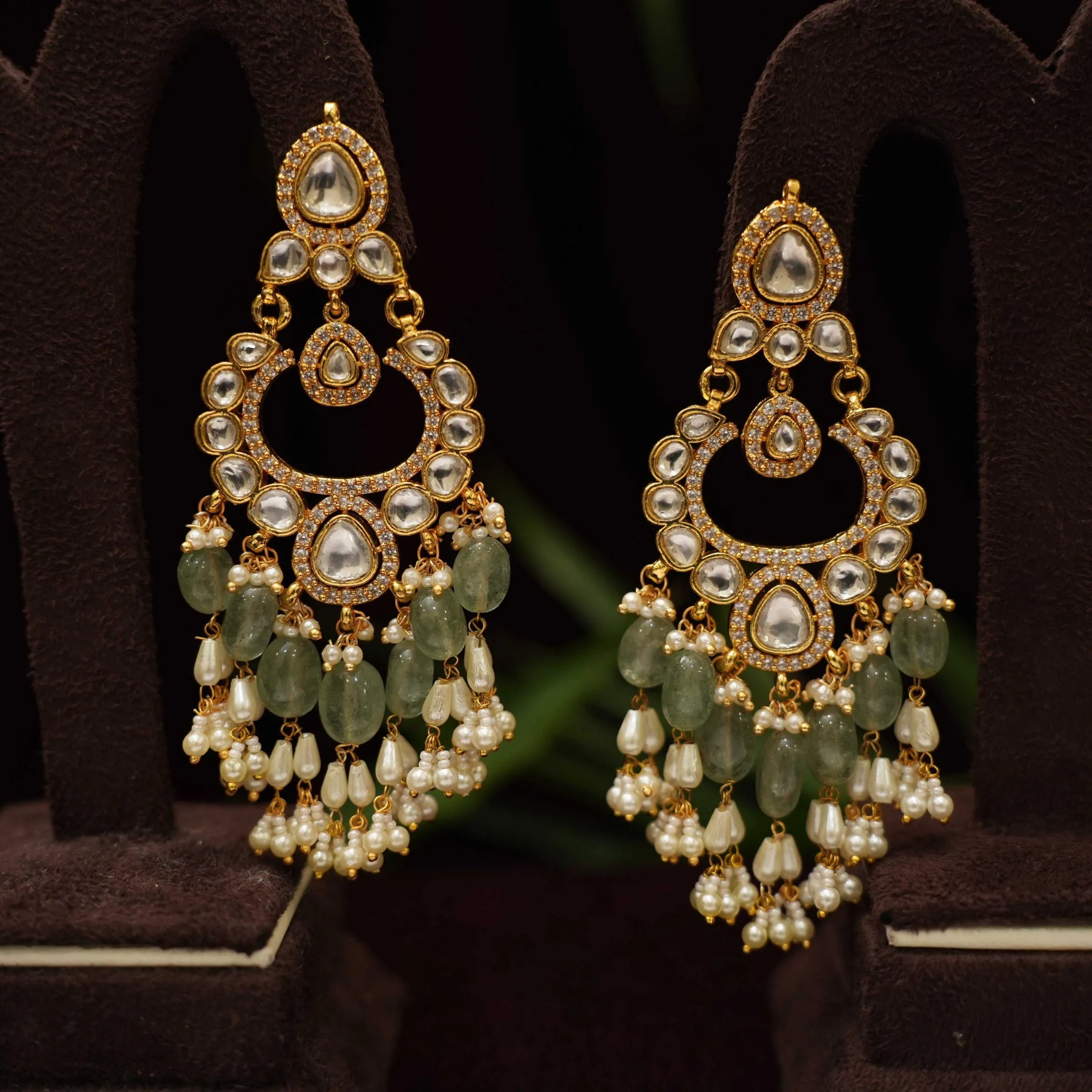 Anwika Polki Chandbali Earrings - Rimli Boutique