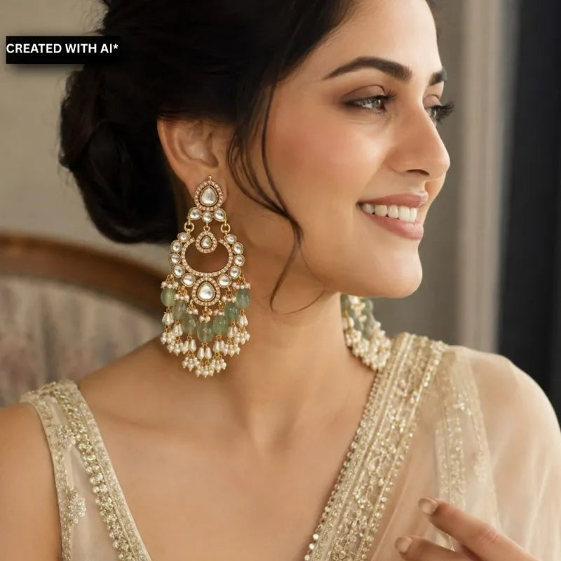 Anwika Polki Chandbali Earrings