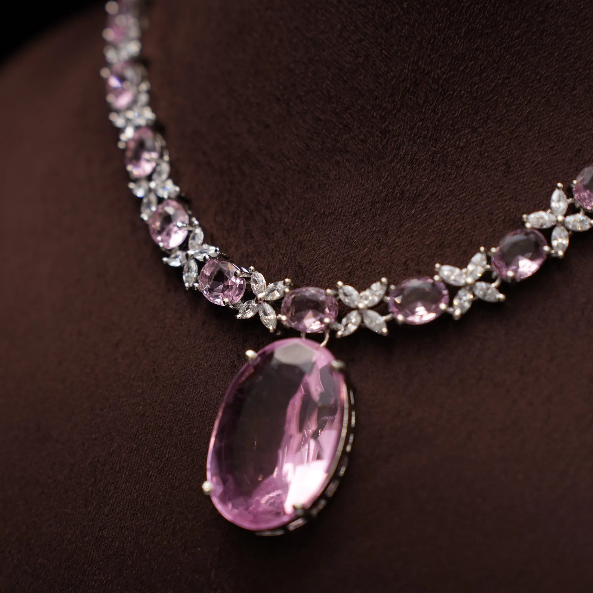Aralyn Zircon Necklace - Light Pink