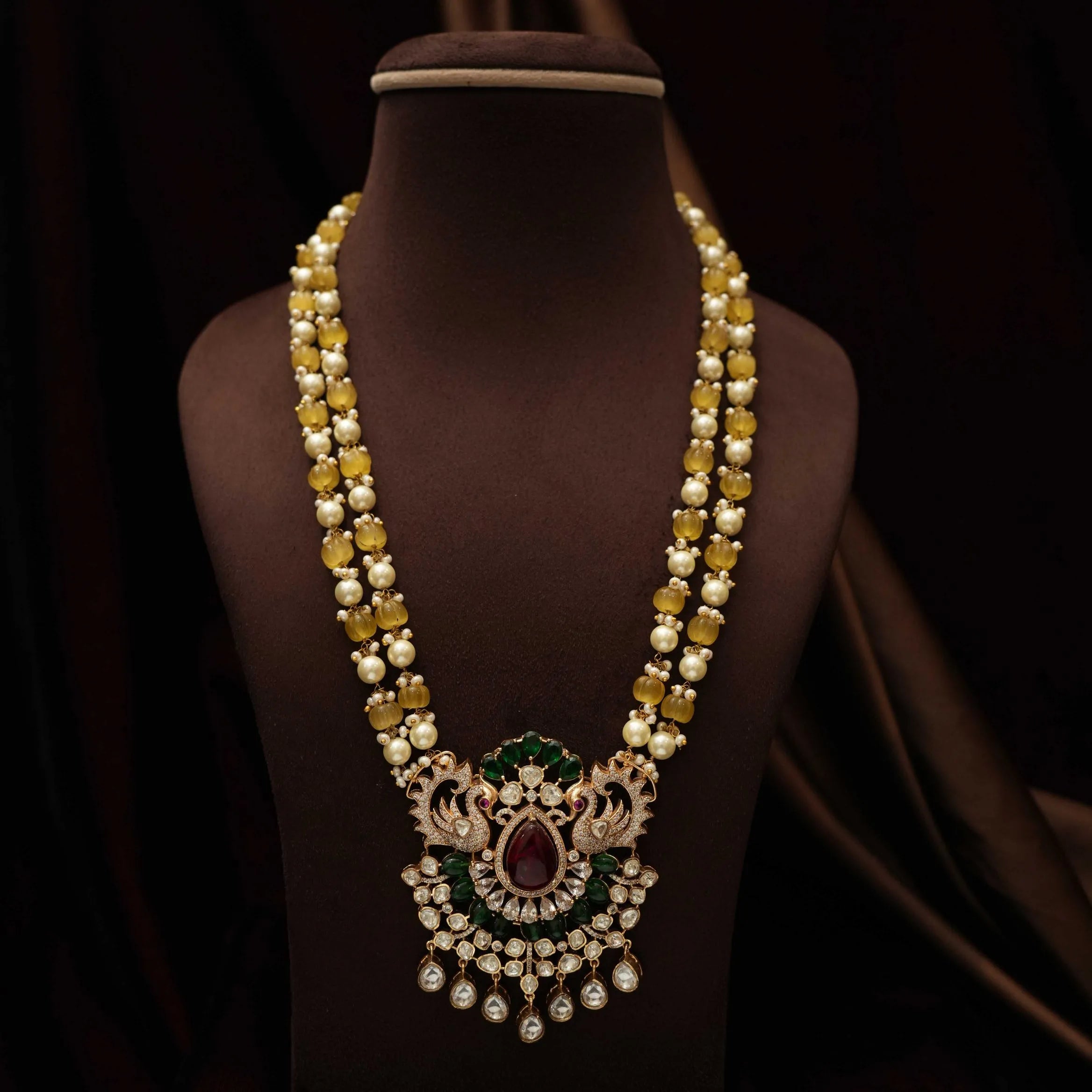 Arghya Beaded Victorian Necklace - Green