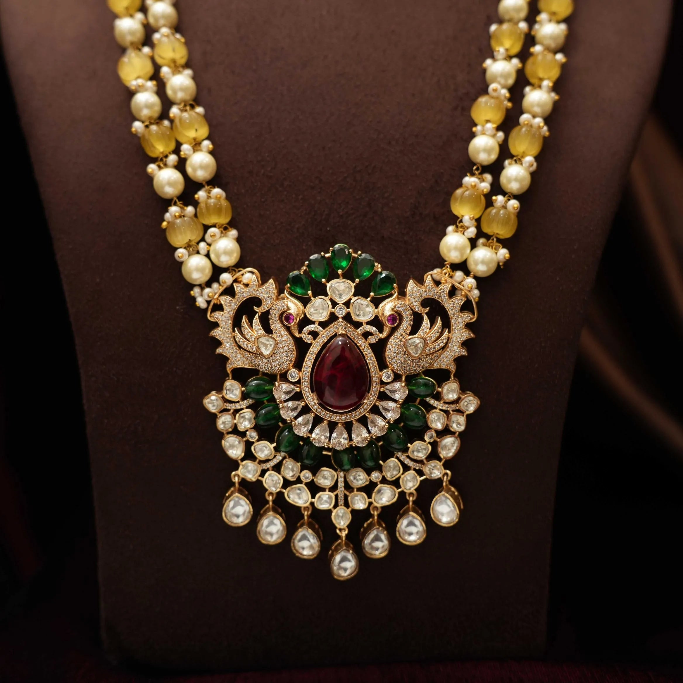 Arghya Beaded Victorian Necklace - Green