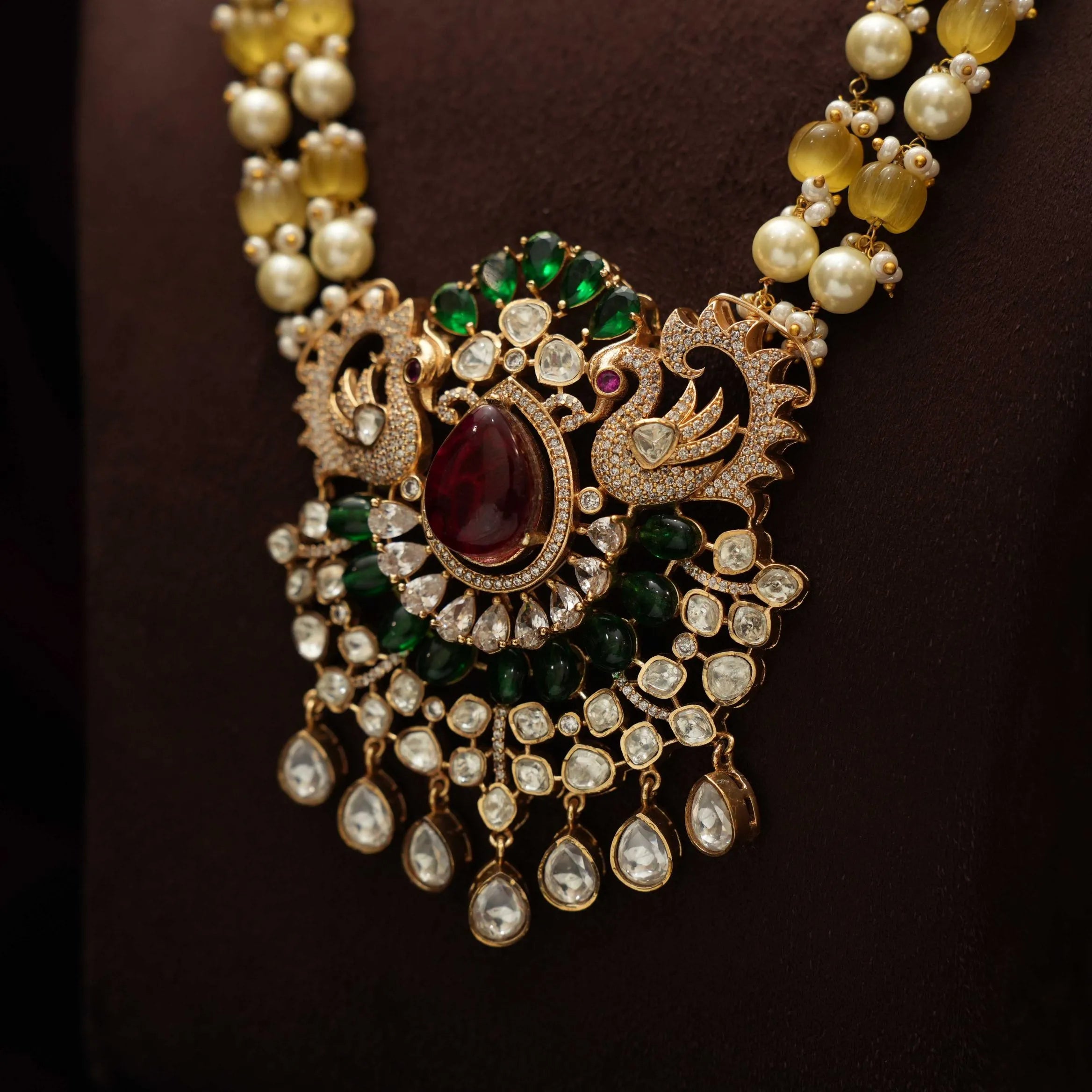 Arghya Beaded Victorian Necklace - Green