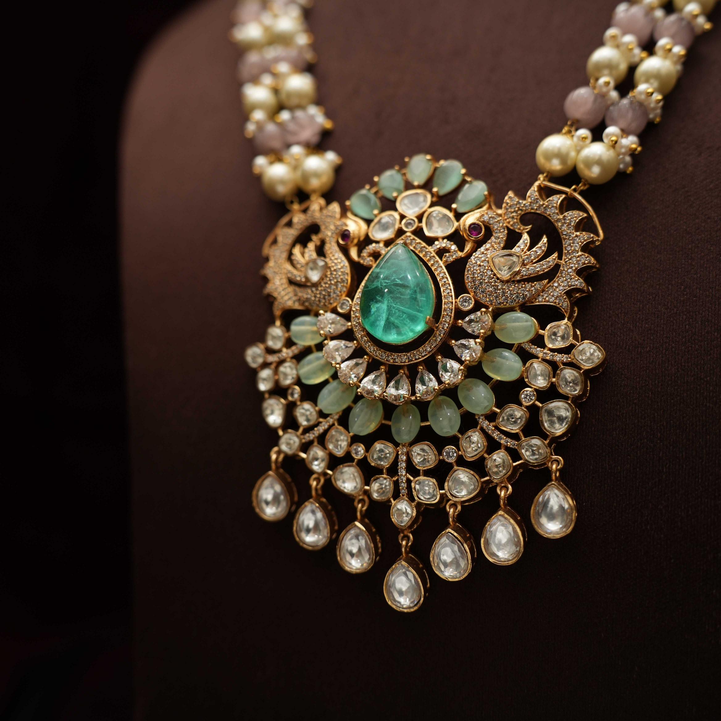 Arghya Beaded Victorian Necklace - Pastel Blue