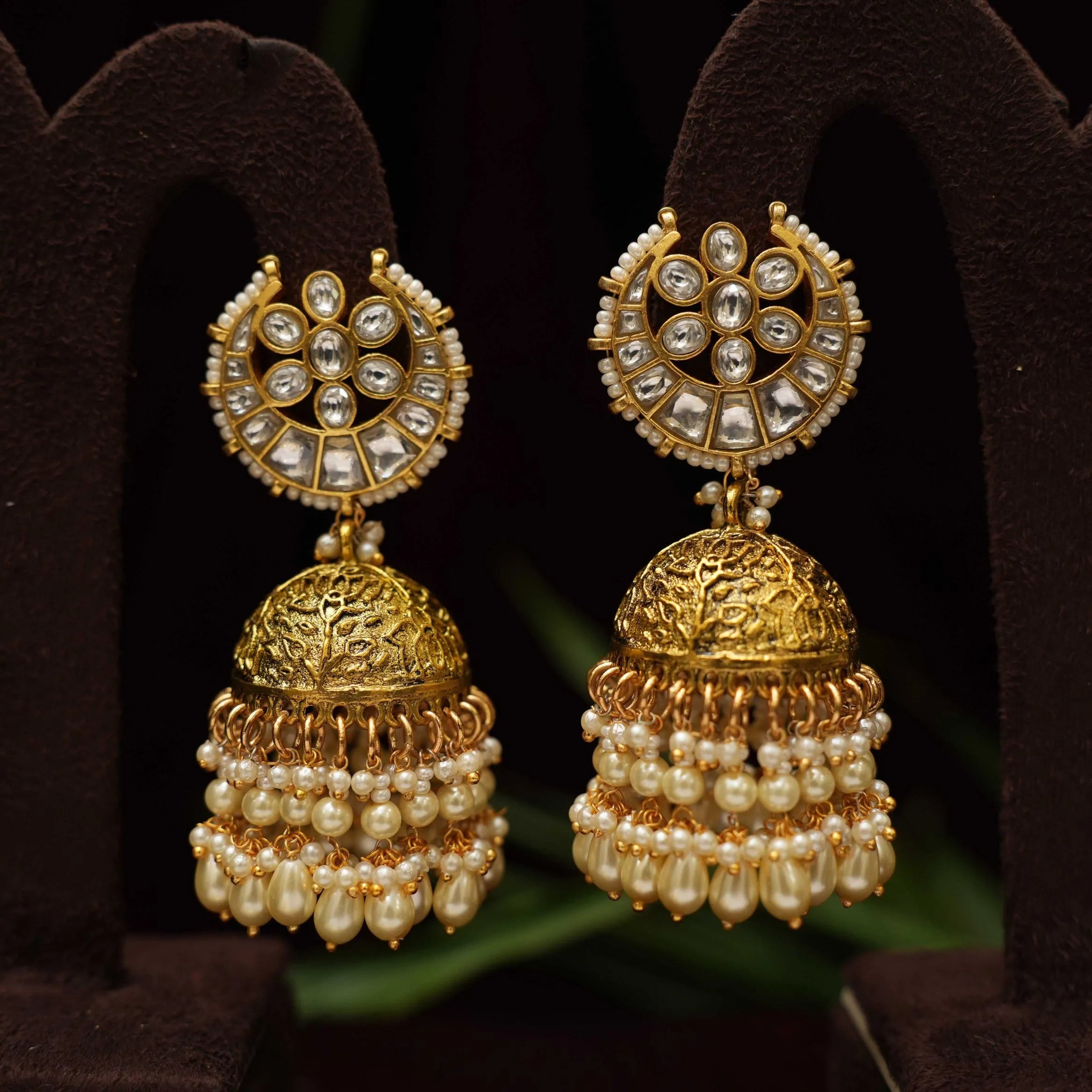 Arja Polki Jhumka Earrings - Chand - Rimli Boutique