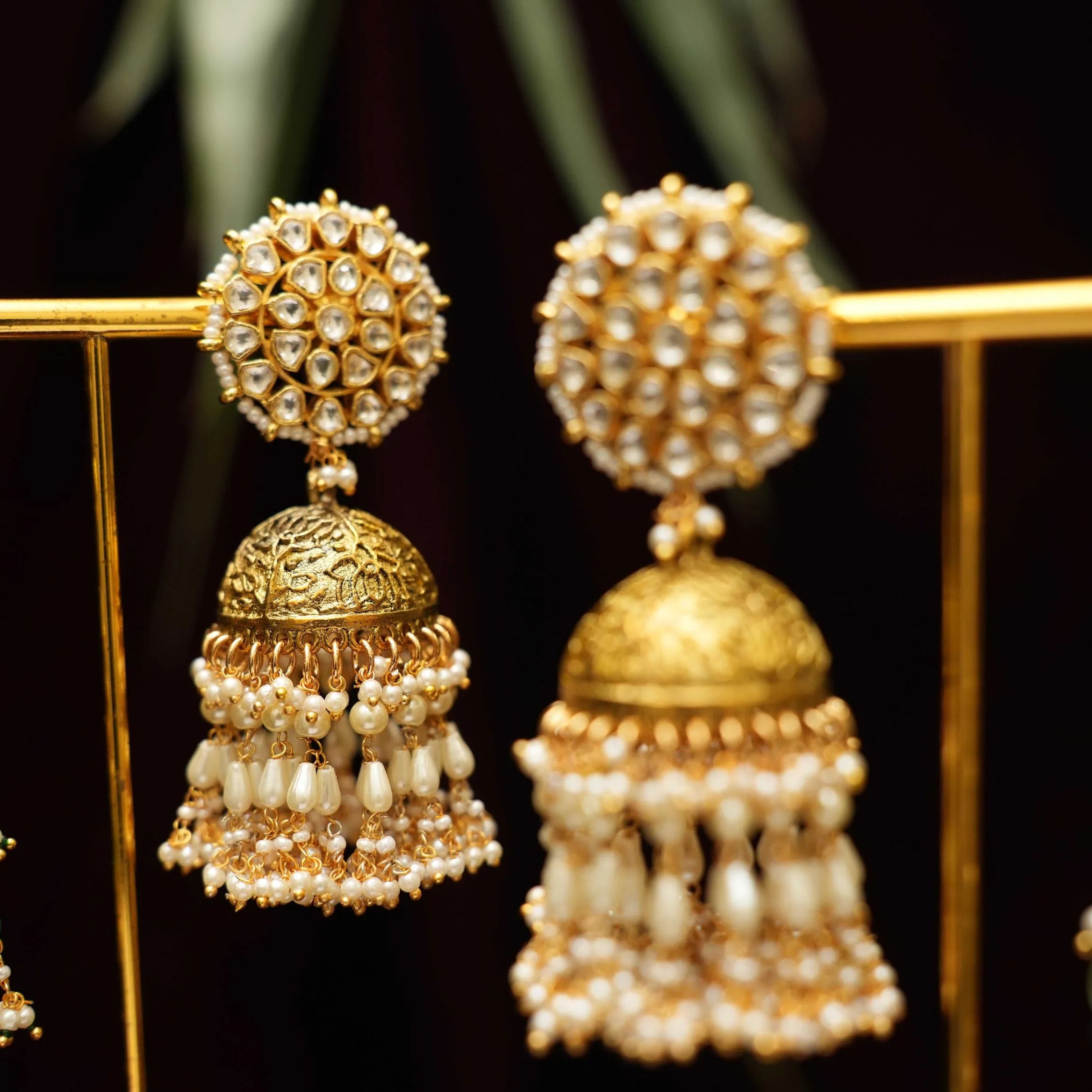 Arja Polki Jhumka Earrings - Pearl - Rimli Boutique