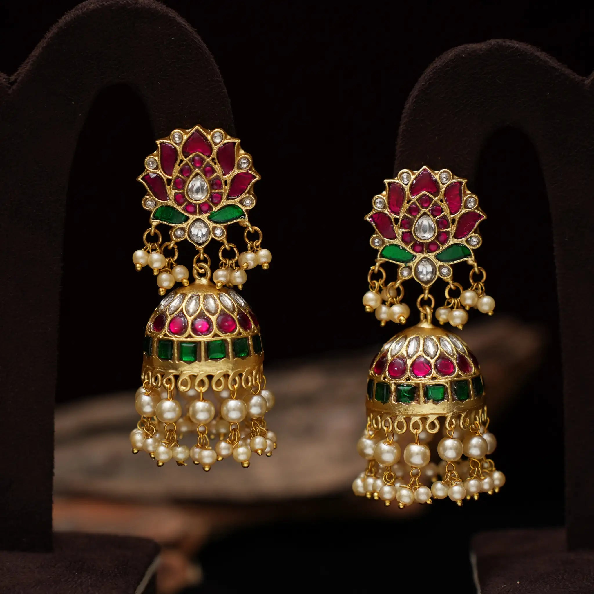 Aruna Polki Jhumka Earrings - Anji