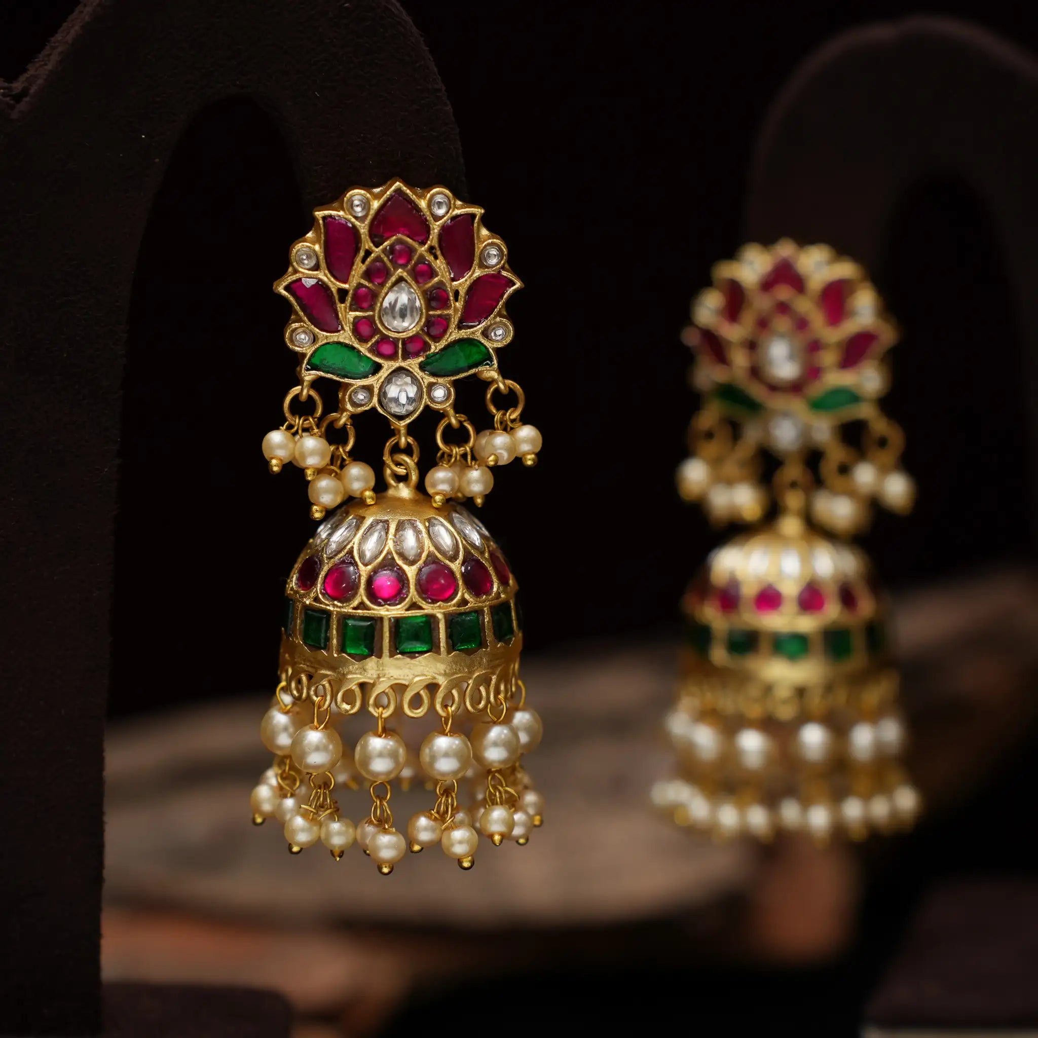 Aruna Polki Jhumka Earrings - Anji