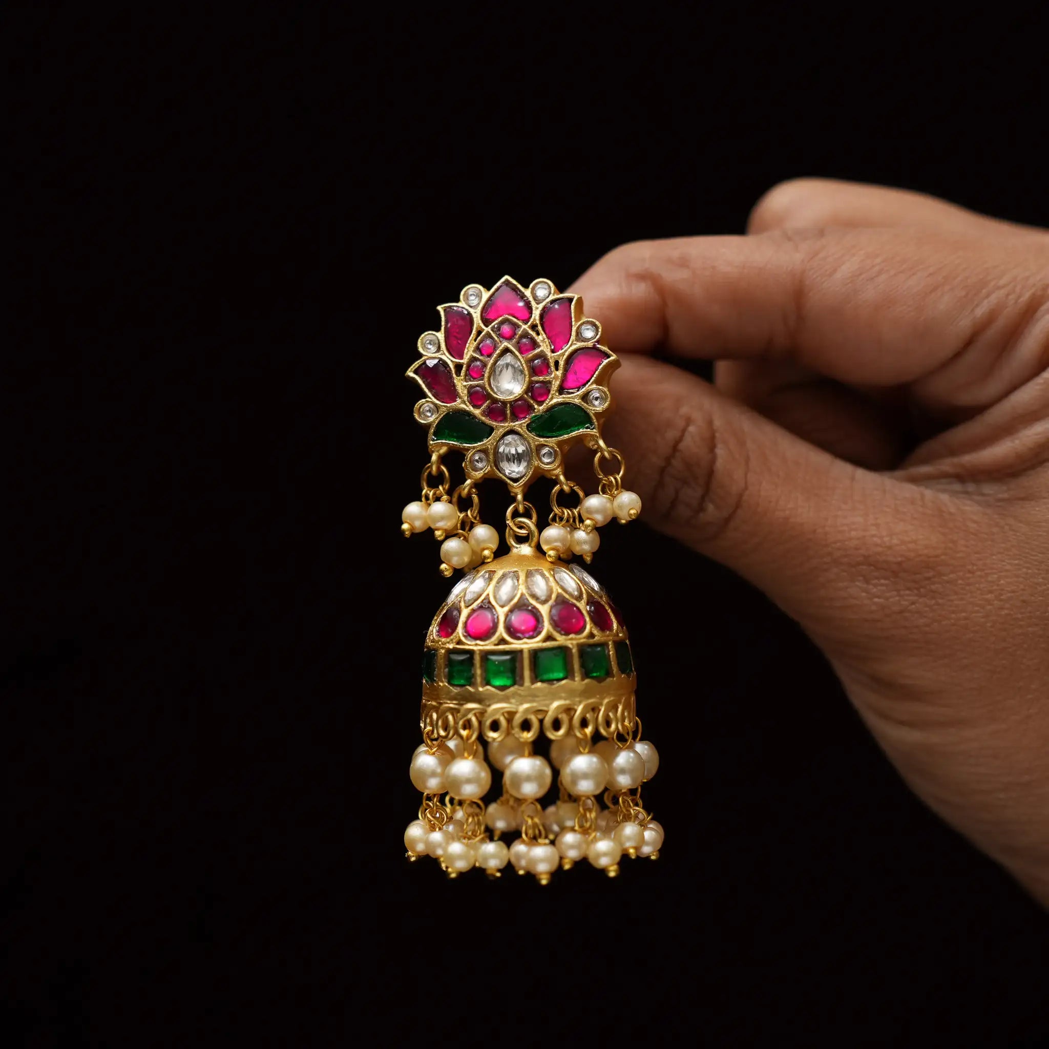 Aruna Polki Jhumka Earrings - Anji