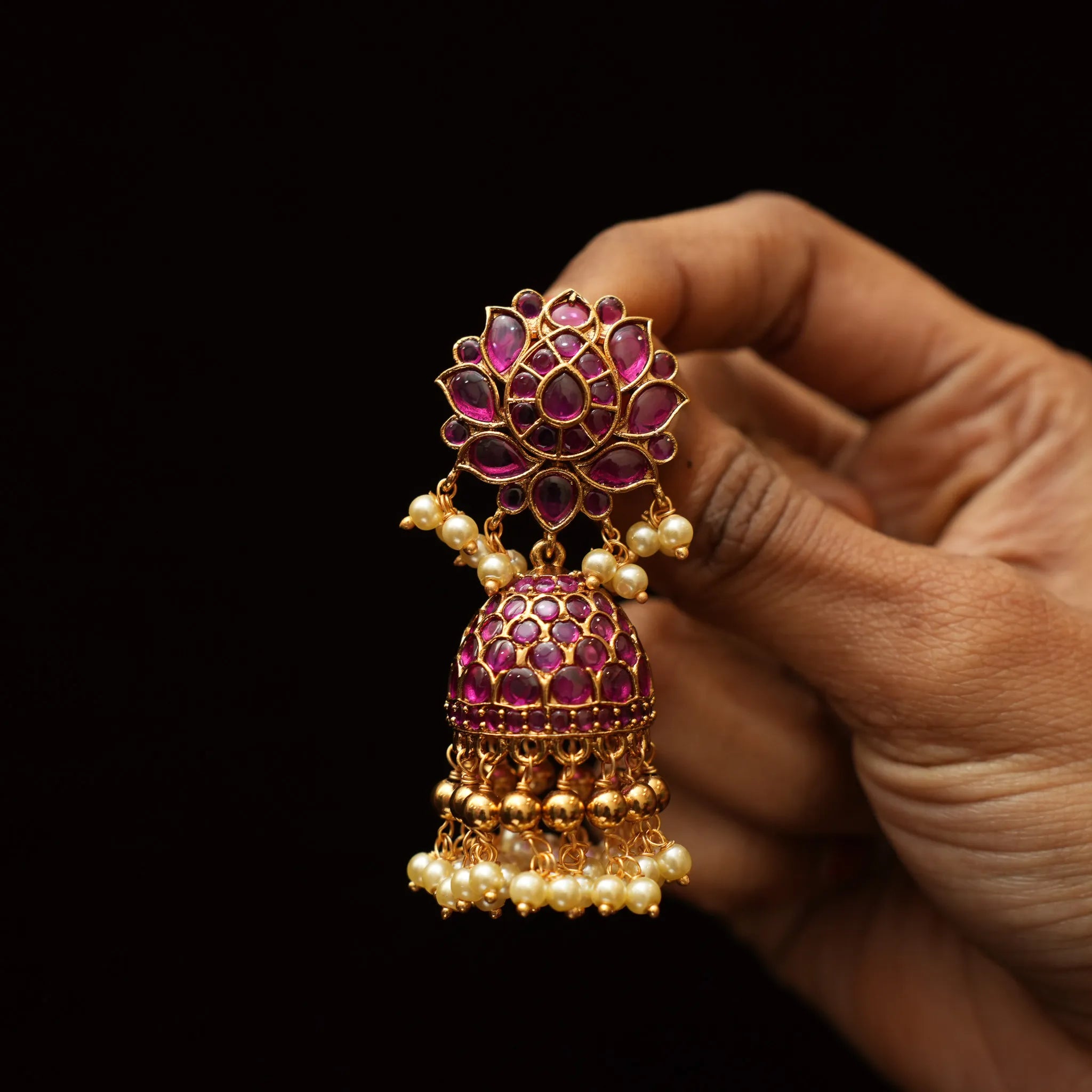 Aruna Polki Jhumka Earrings - Myra