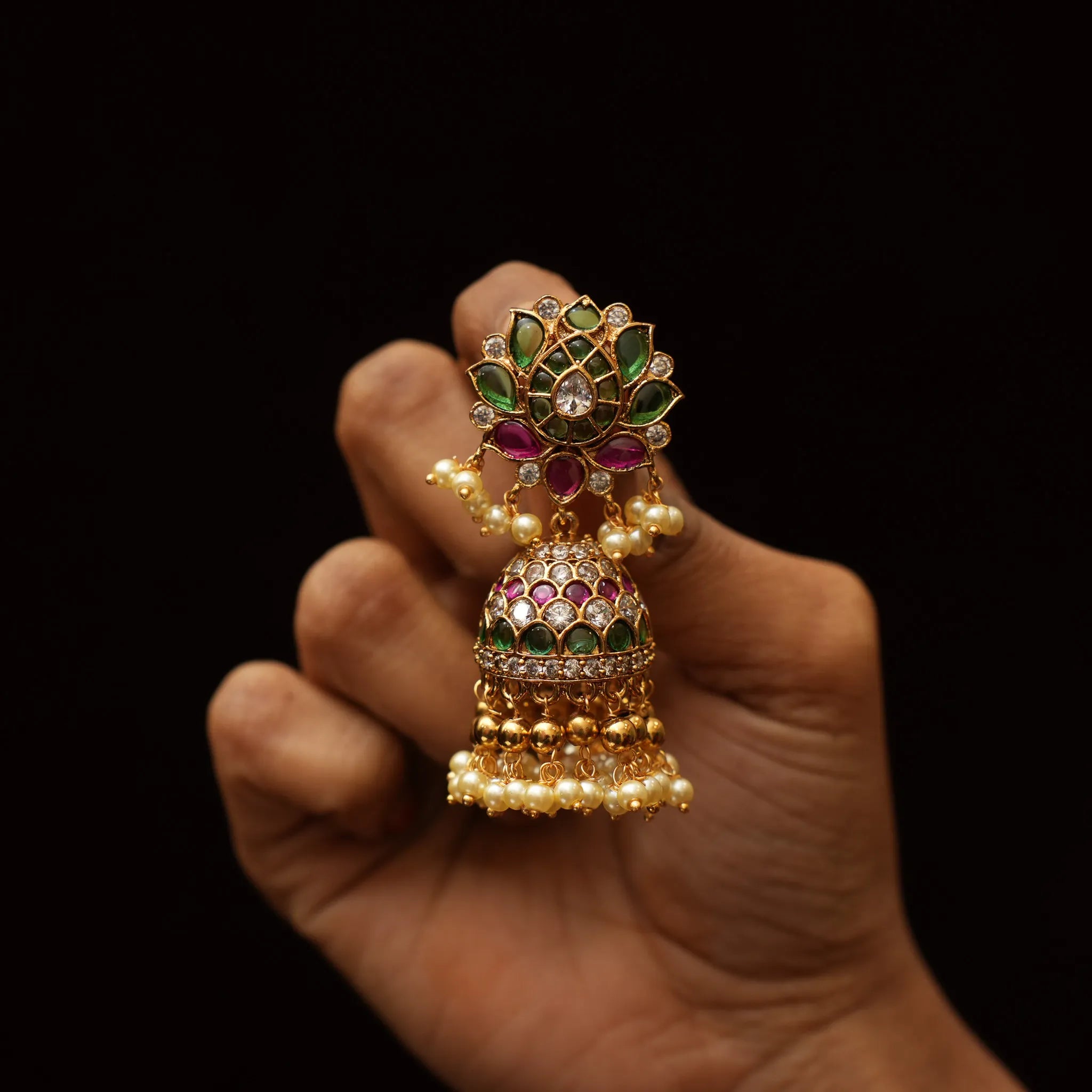 Aruna Polki Jhumka Earrings - Syria