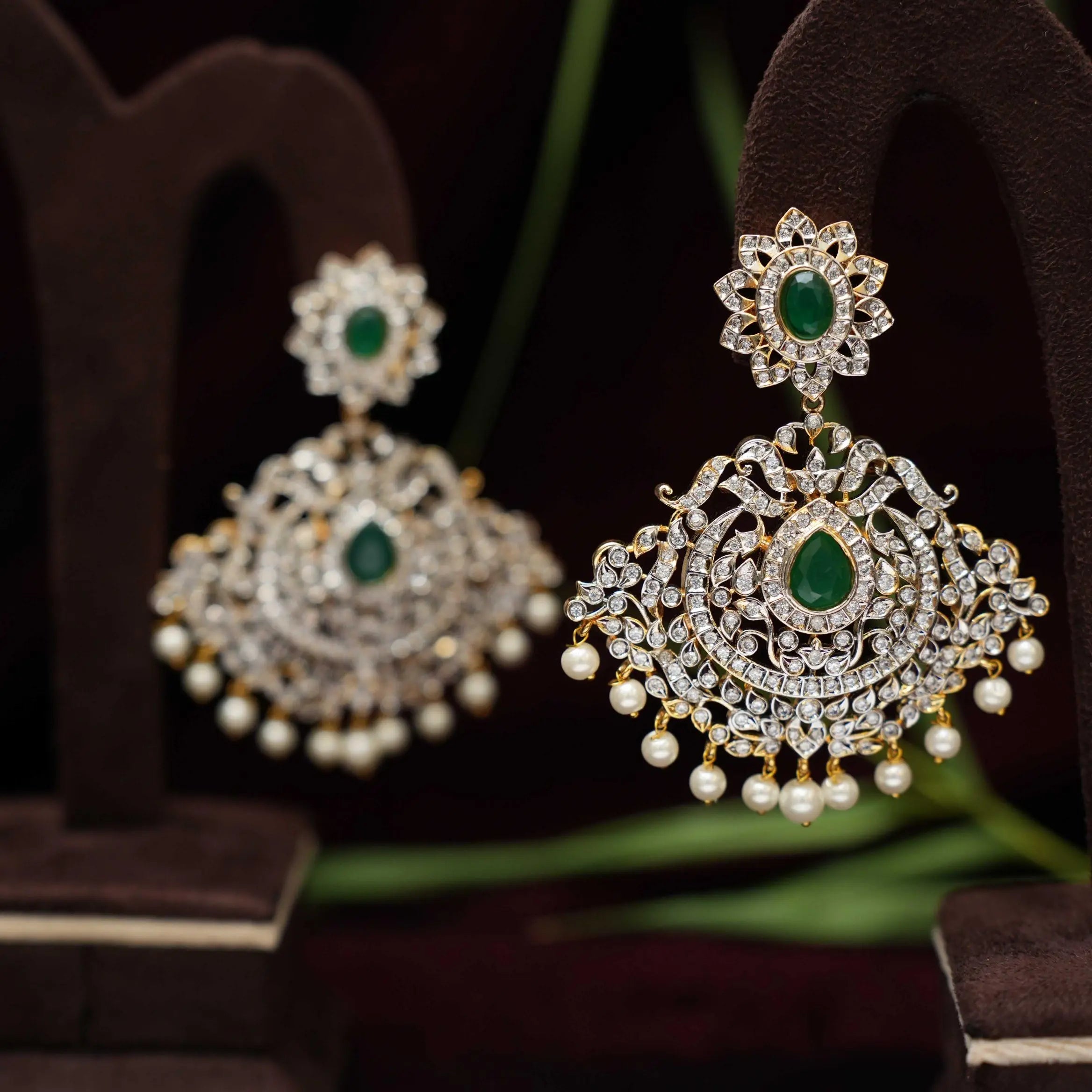 Aruvi Zircon Chandbali Earriings
