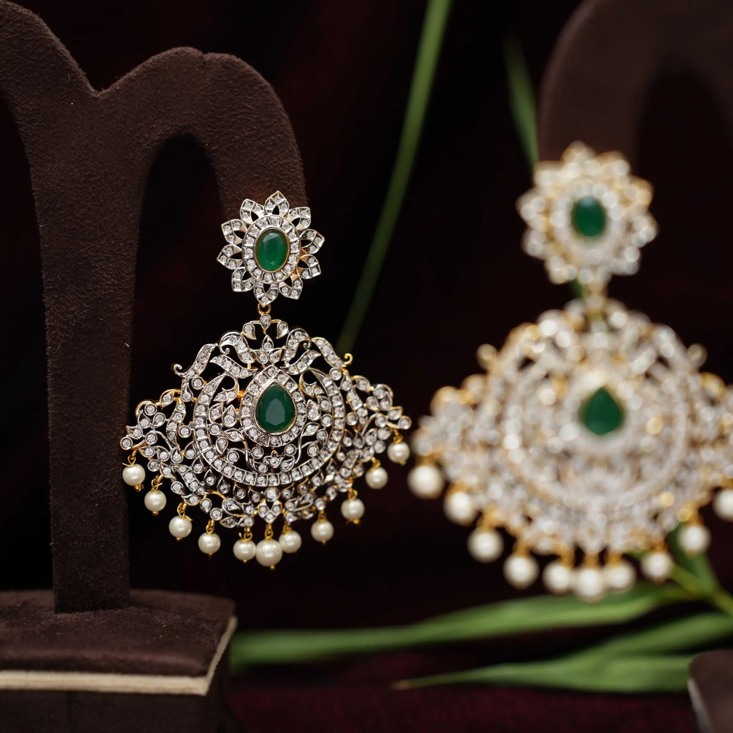 Aruvi Zircon Chandbali Earriings
