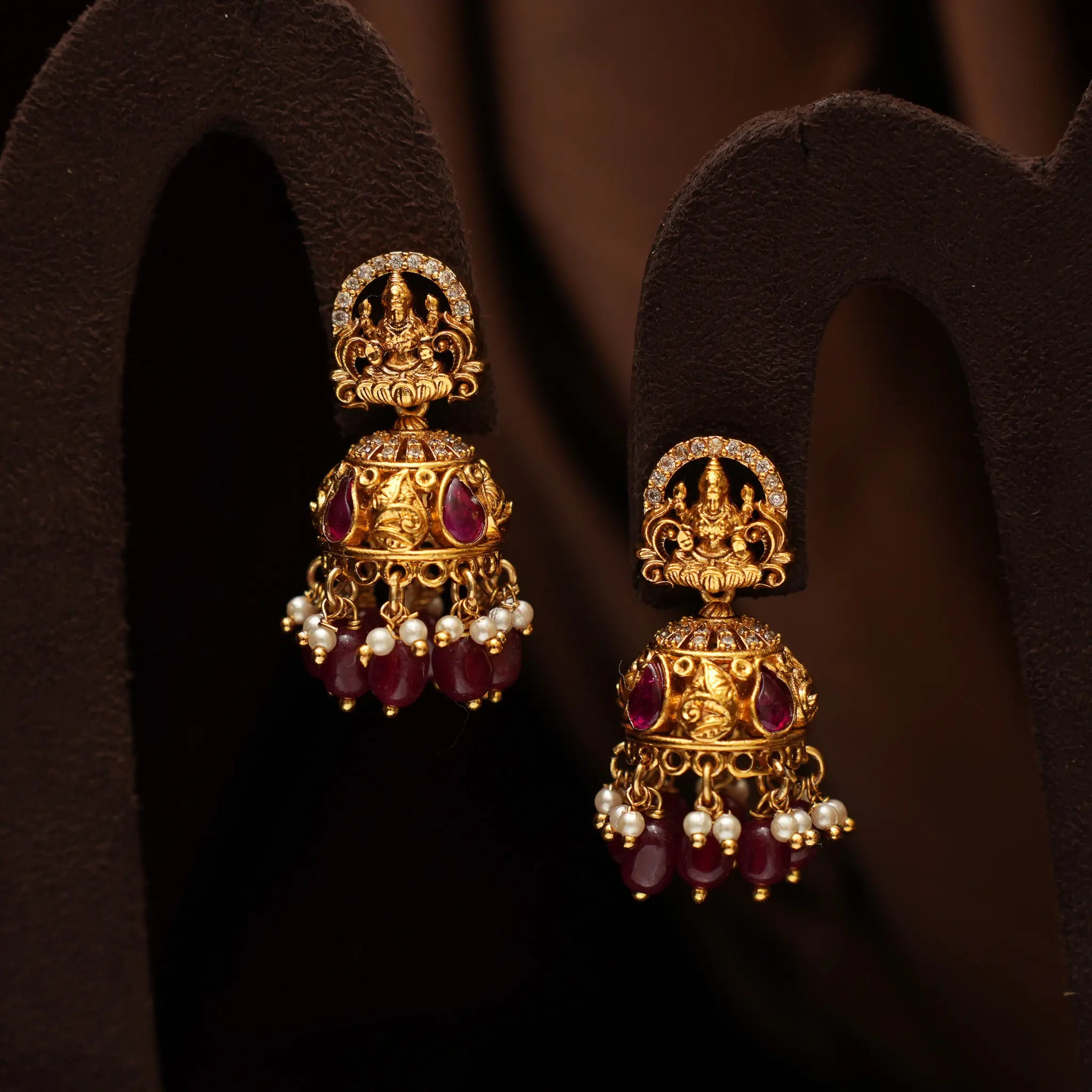 Ashvini Antique Jhumka - Red