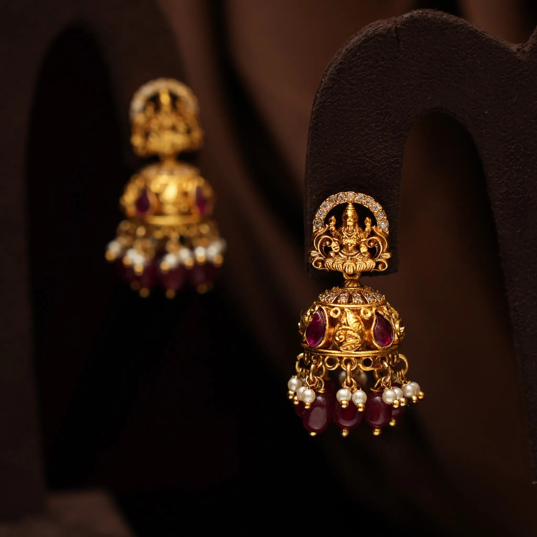Ashvini Antique Jhumka - Red