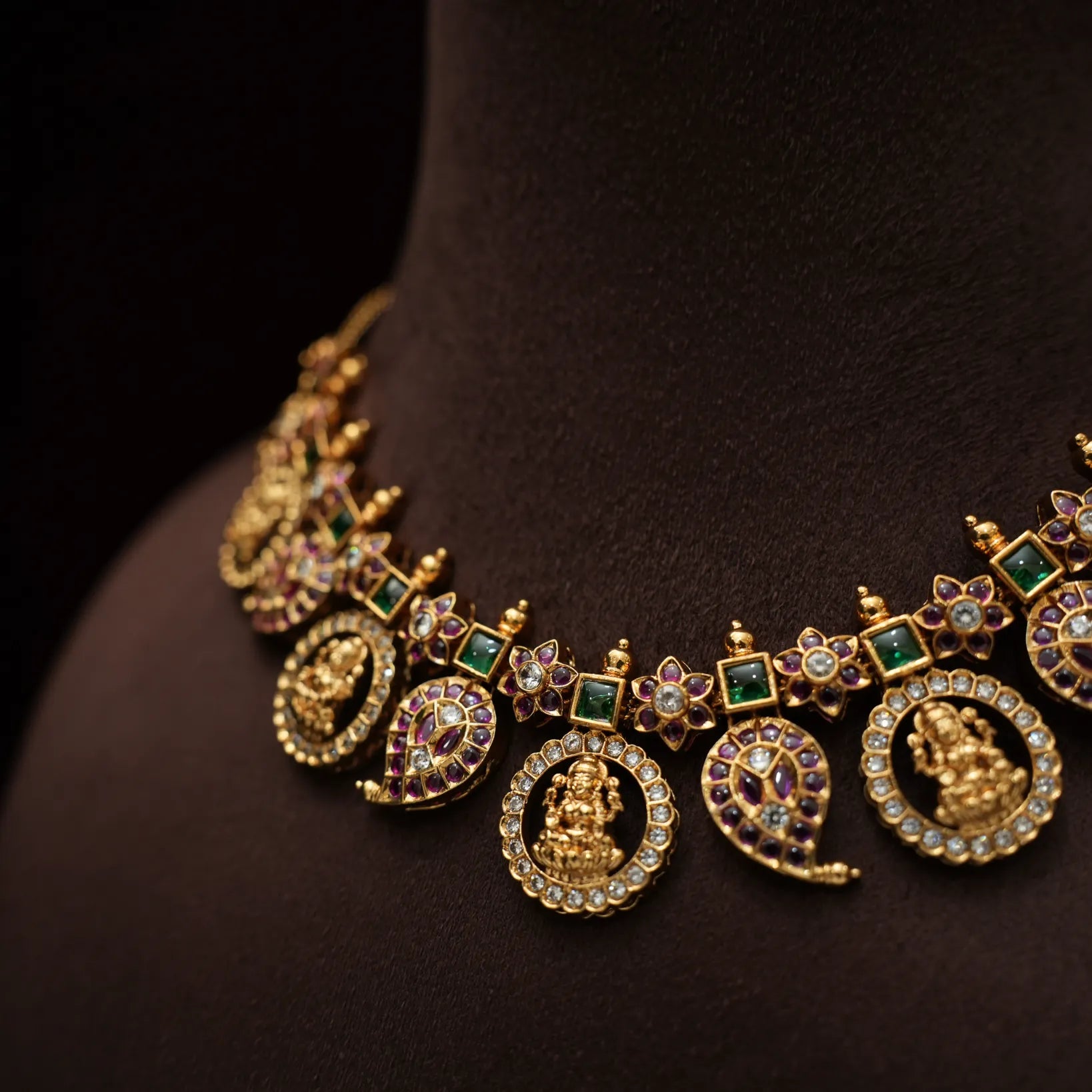 Ashvini Antique Necklace - Red & Green