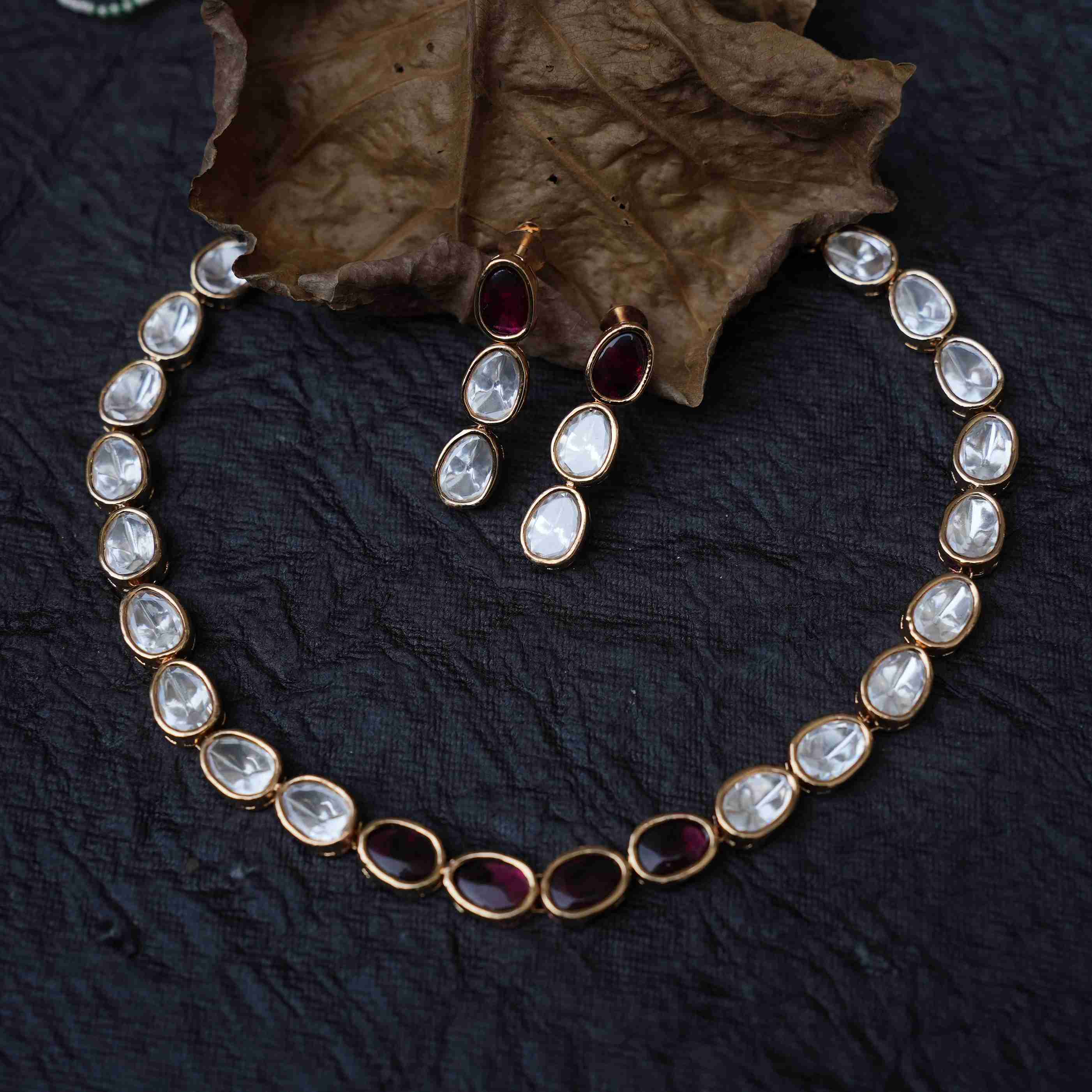 Ashwini Kundan Necklace - Red