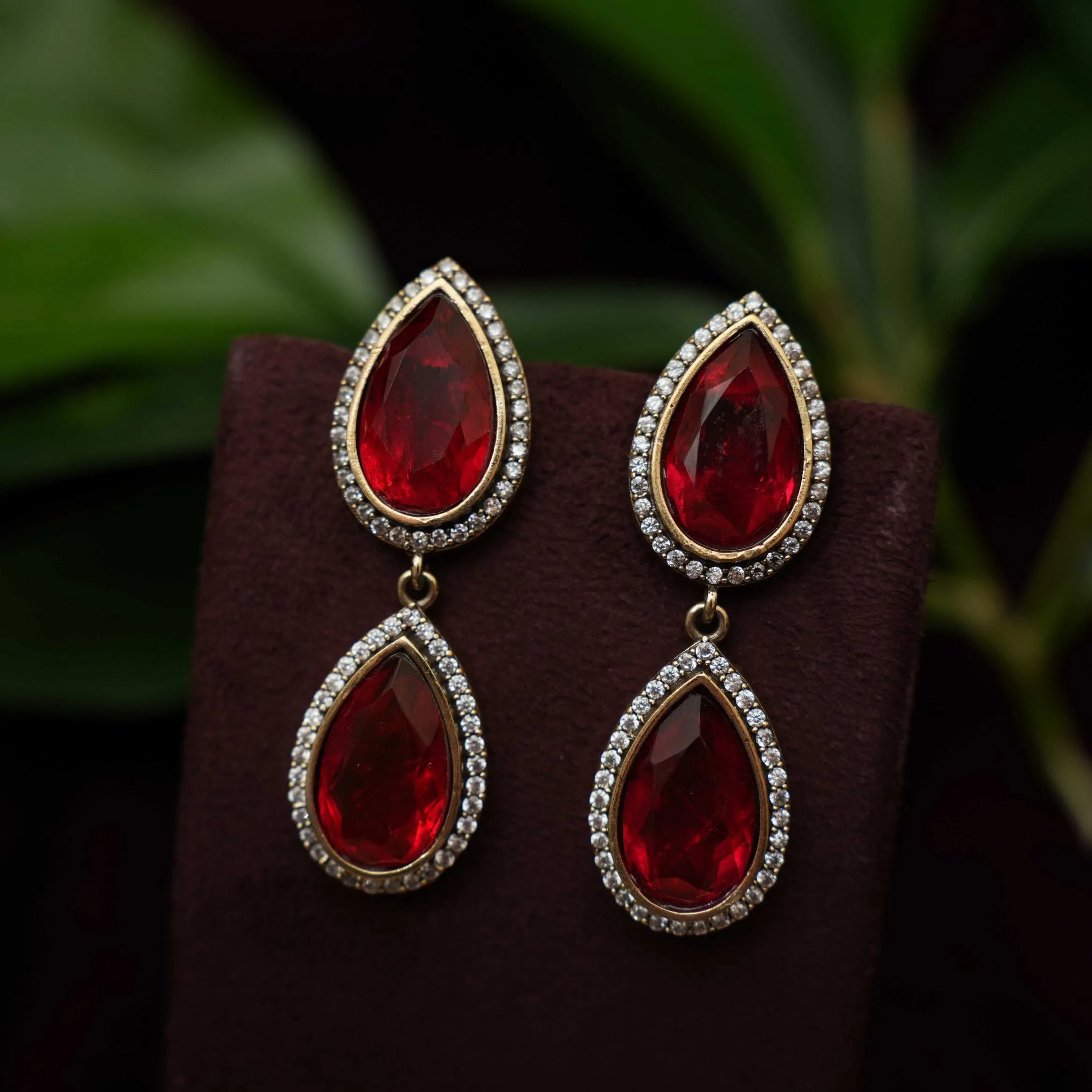 Aswini Zircon Necklace - Red