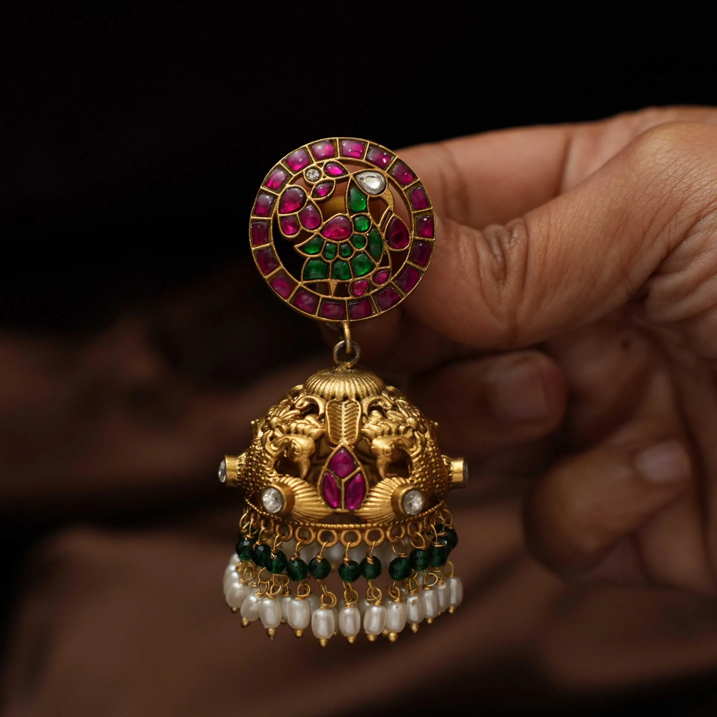 Aurak Over Sized Polki Jhumka Earrings