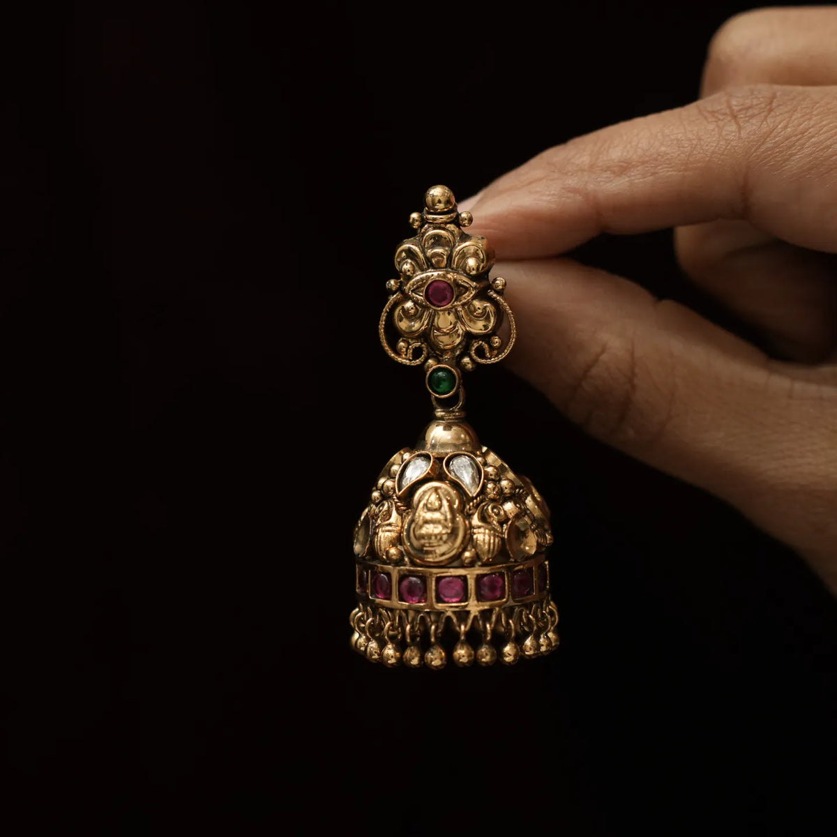 Aviana Antique Nagas Jhumka Earrings