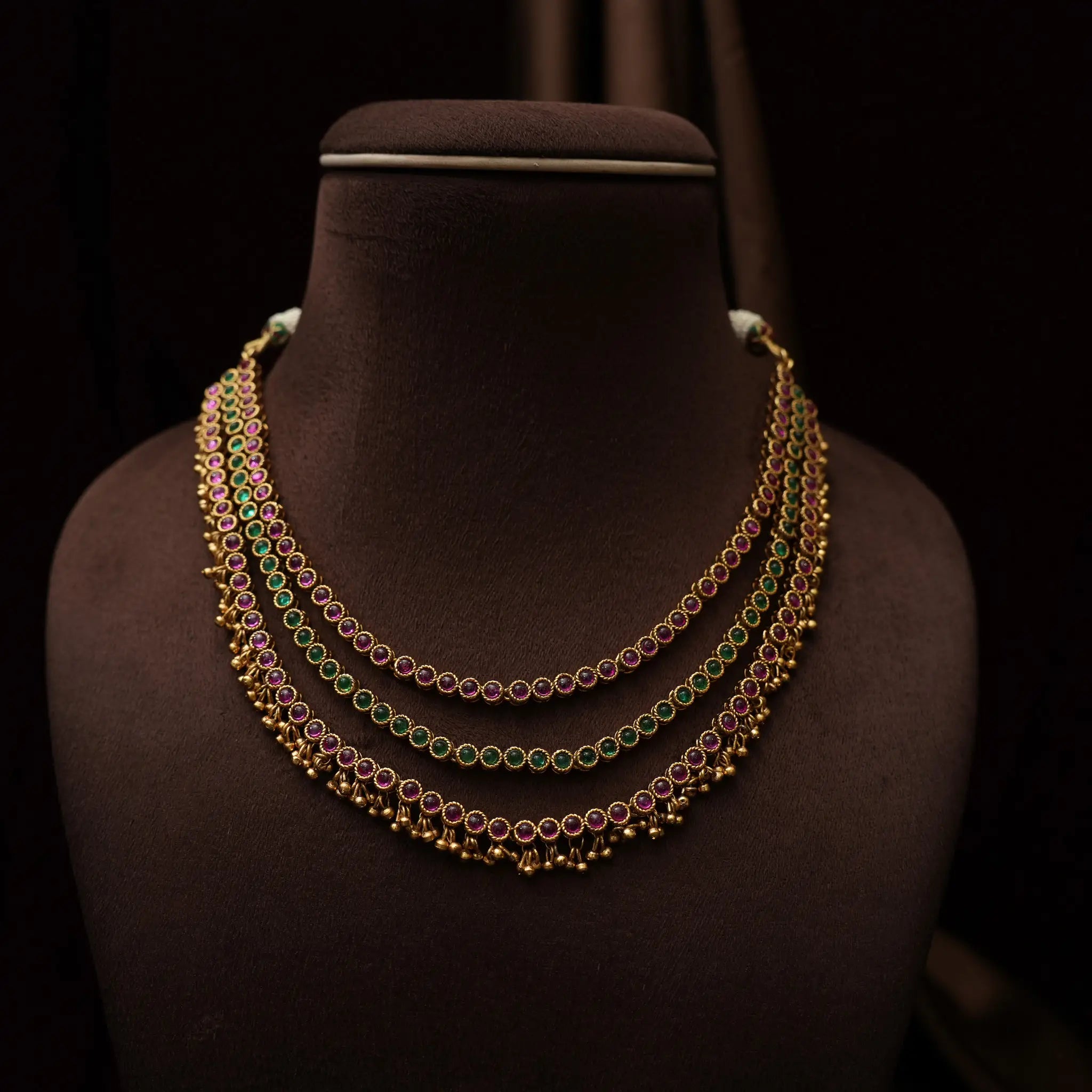 Avni Antique Layered Necklace - Red & Green