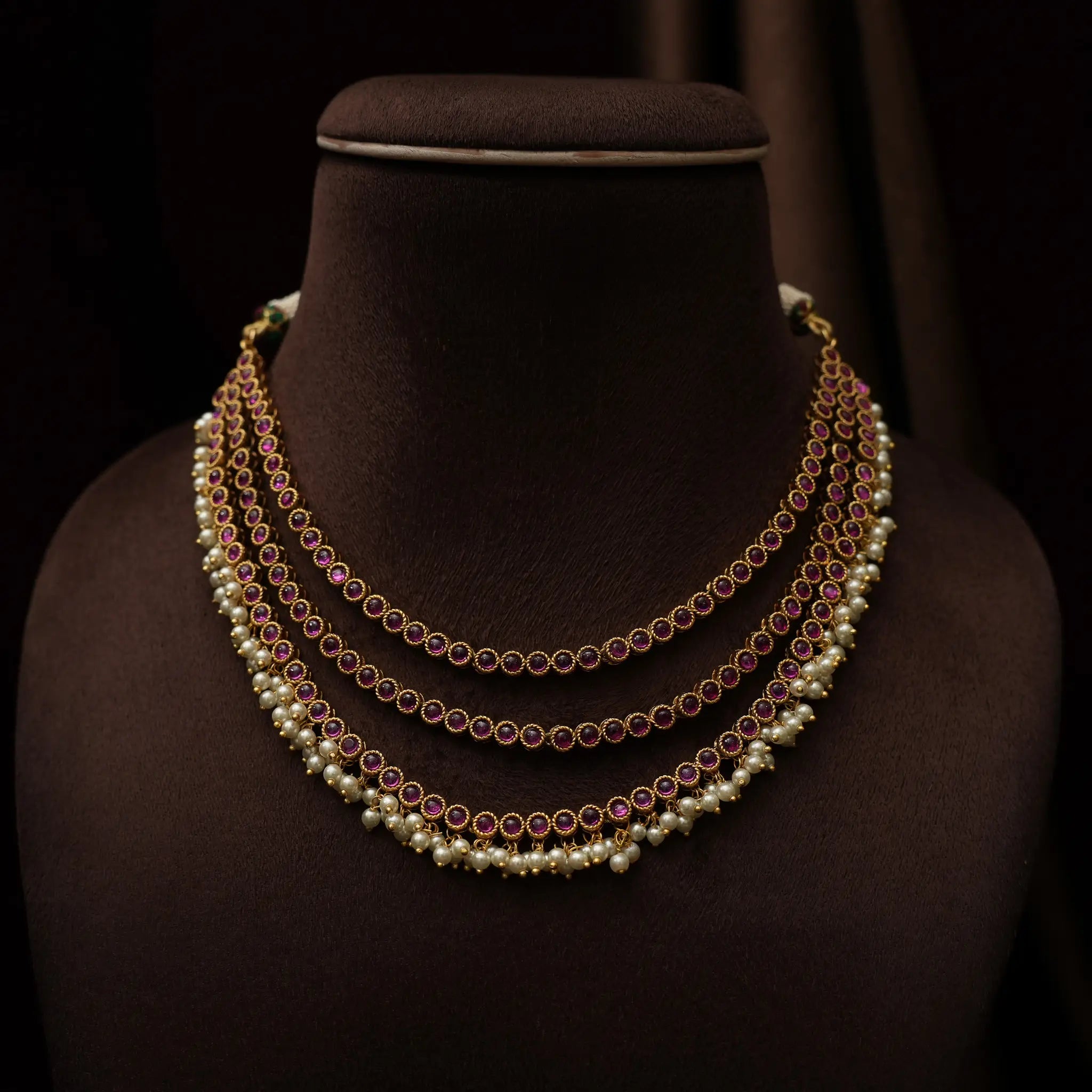 Avni Antique Layered Necklace - Red