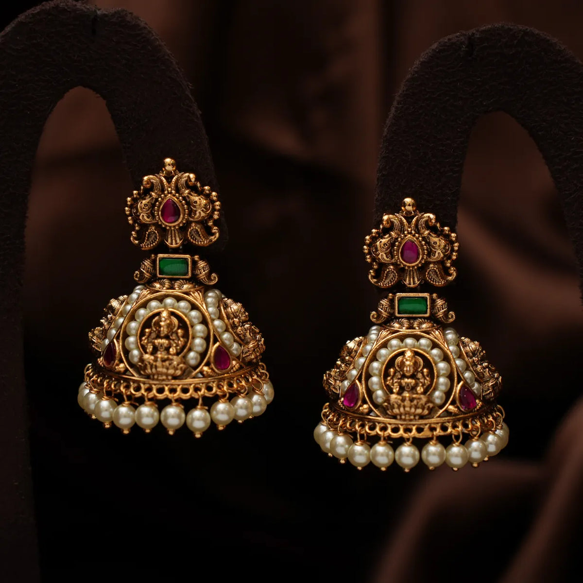 Avyukta Antique Jhumka Earrings - Pearl