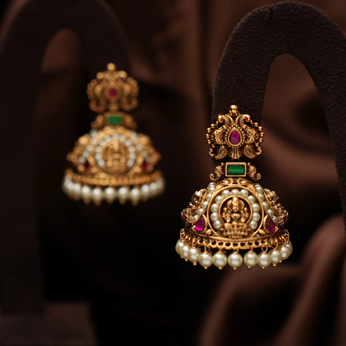 Avyukta Antique Jhumka Earrings - Pearl
