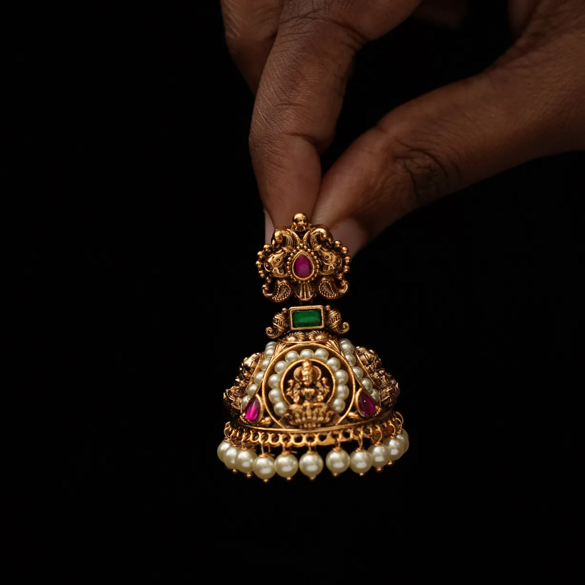 Avyukta Antique Jhumka Earrings - Pearl