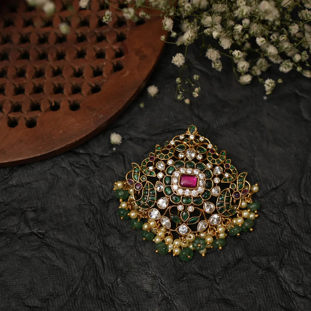 Ayla Antique Hair Pin/  Rakkodi - Green