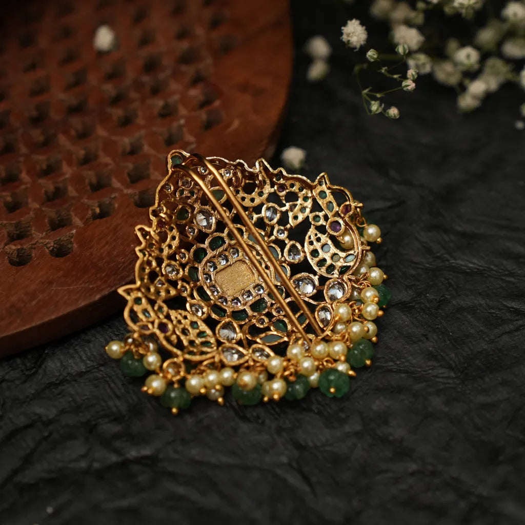 Ayla Antique Hair Pin/  Rakkodi - Green