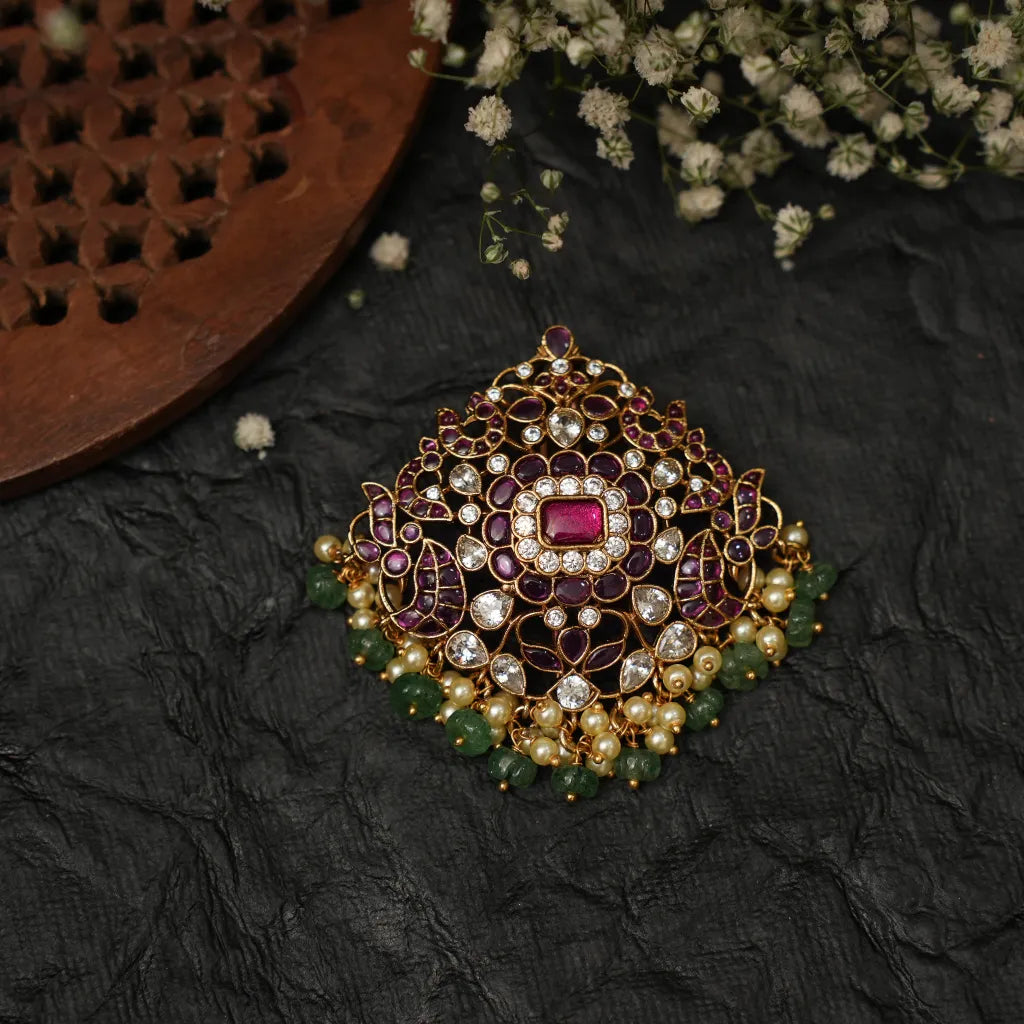 Ayla Antique Hair Pin/  Rakkodi - Red