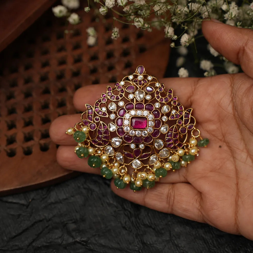 Ayla Antique Hair Pin/  Rakkodi - Red