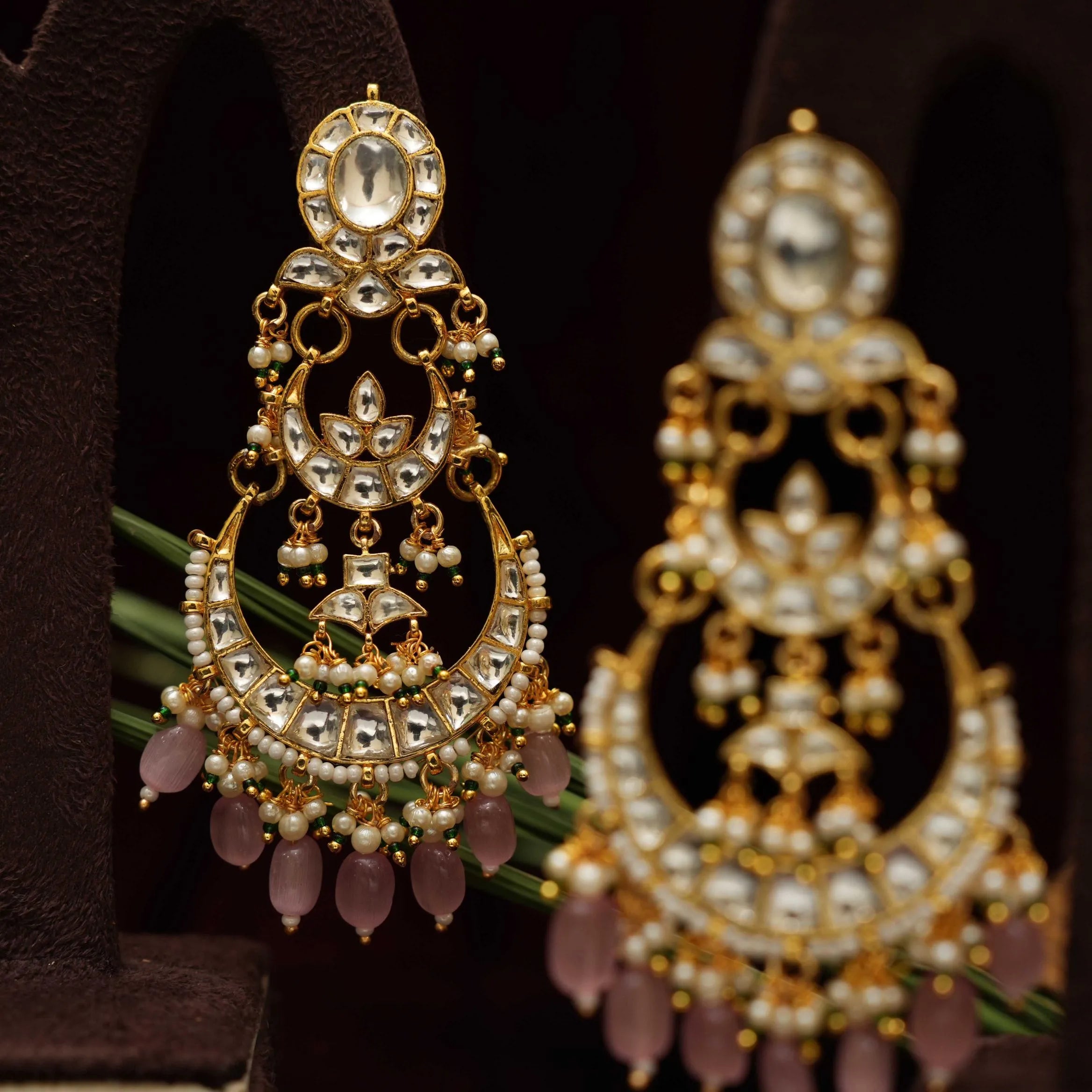 Barkha Chandbali Earrings - White - Rimli Boutique