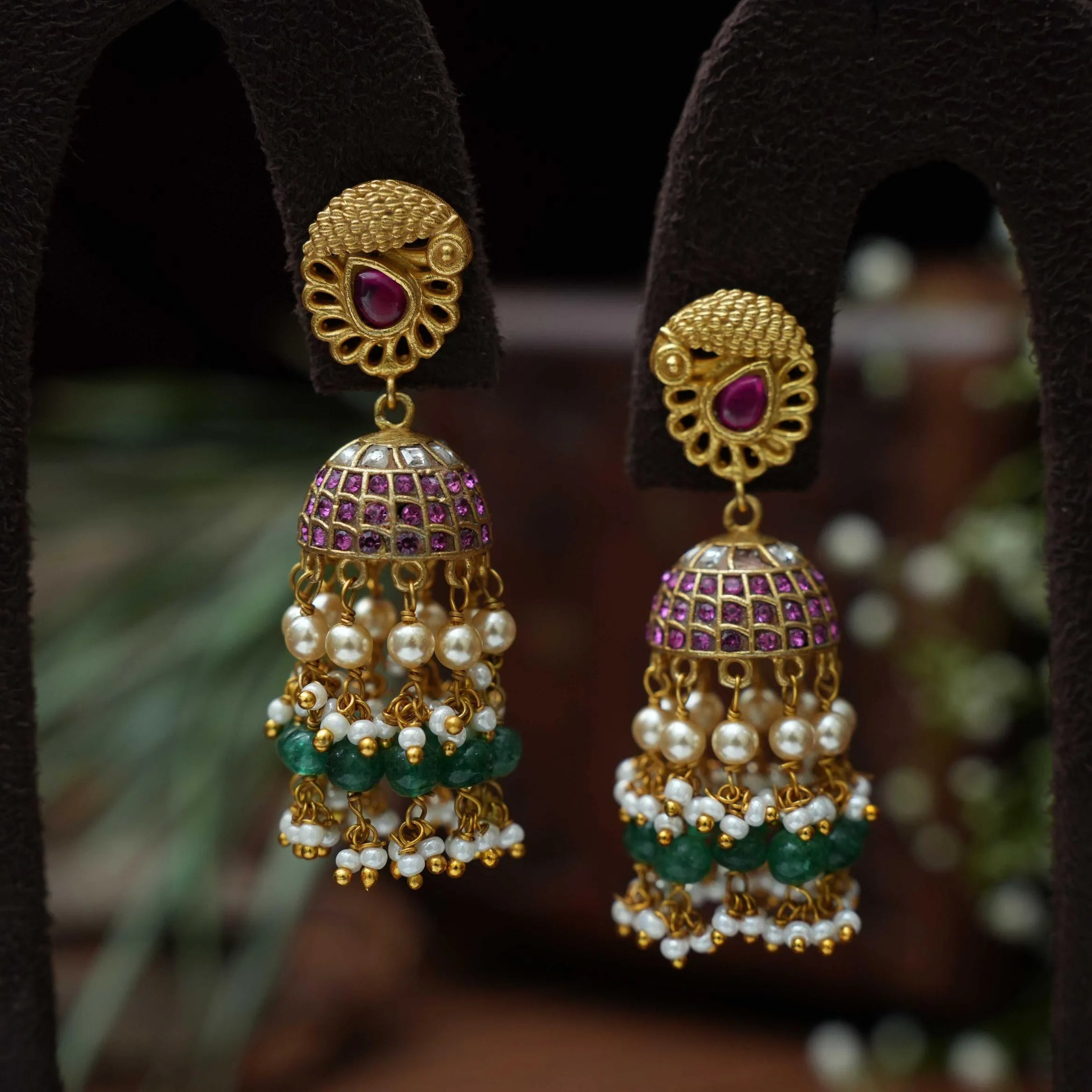 Barna Polki Jhumka Earrings