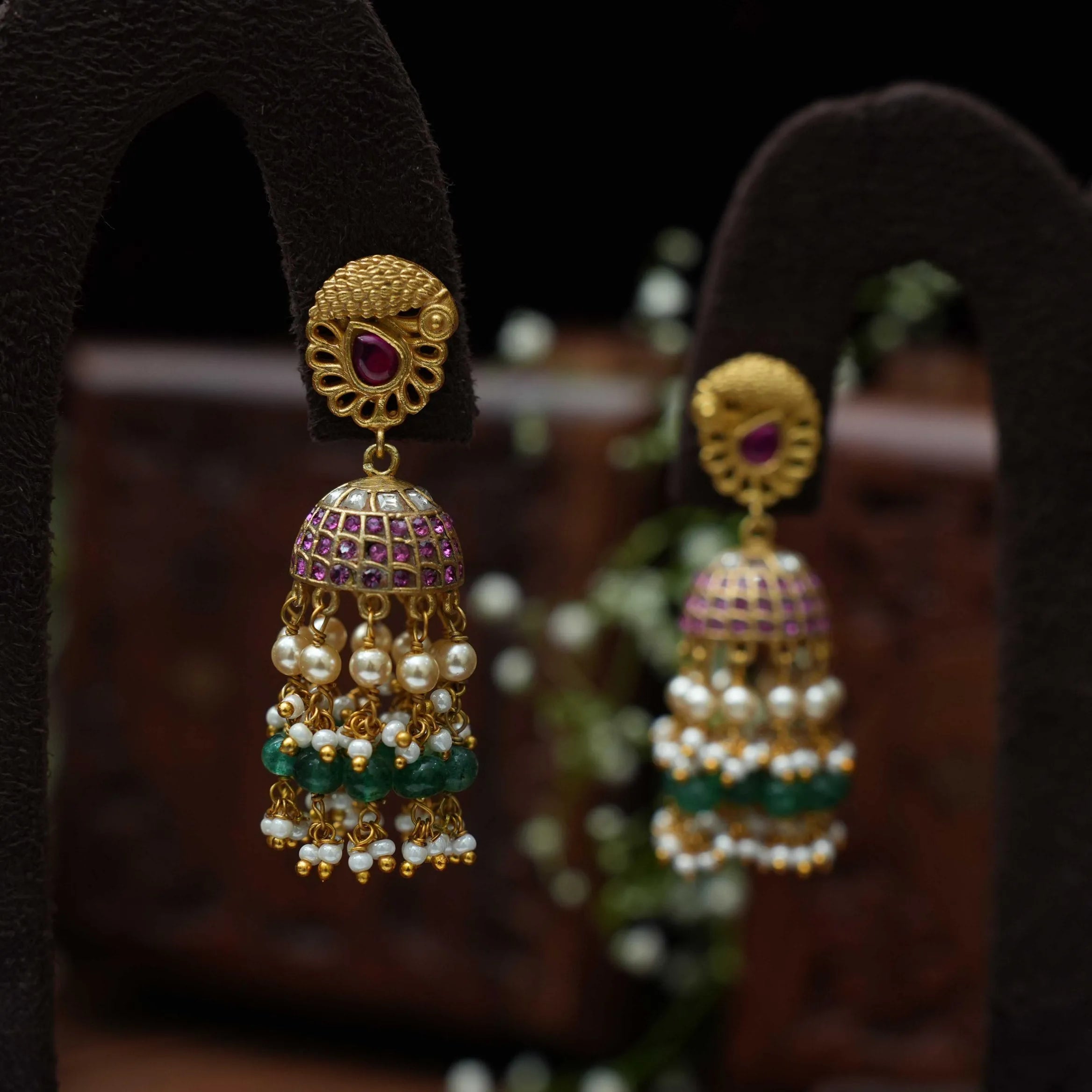 Barna Polki Jhumka Earrings